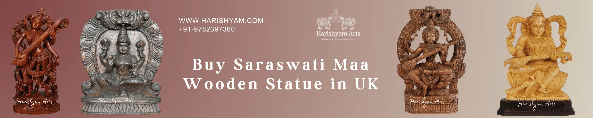 Buy Saraswati Maa Wooden Statue in UK
