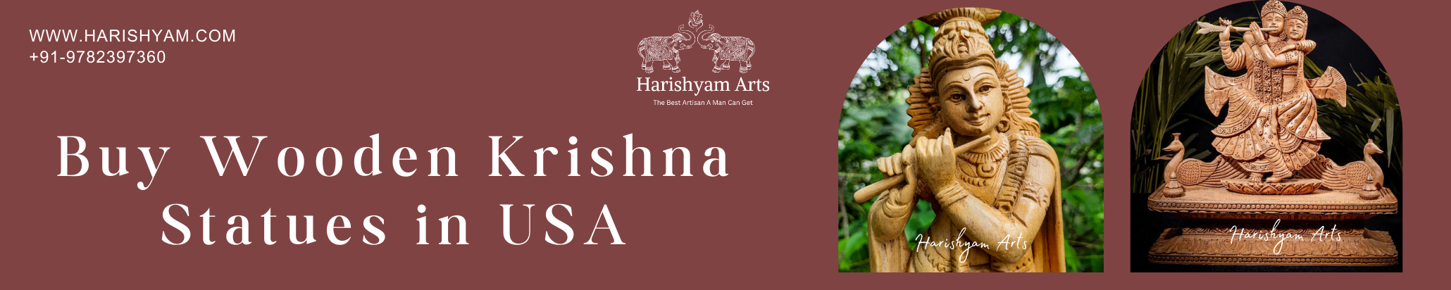 Buy Wooden Krishna Statues in USA