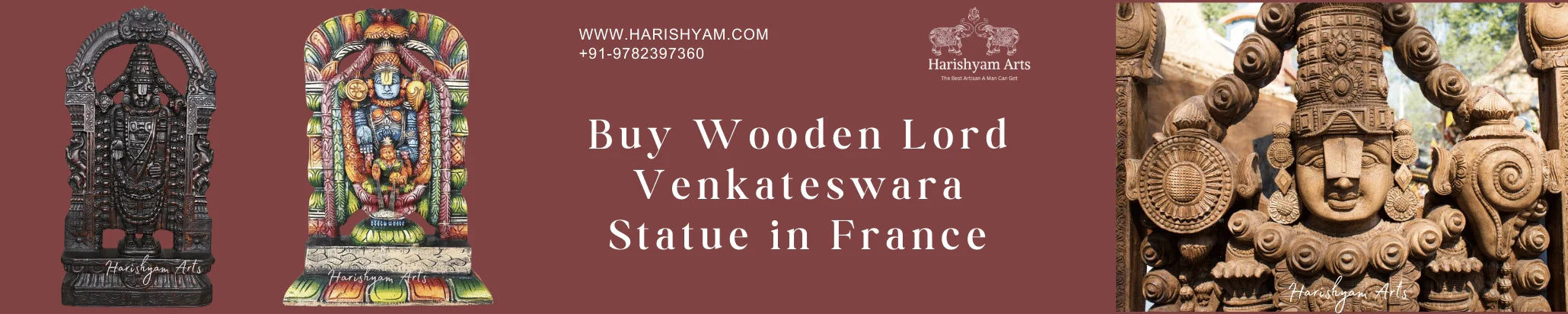 Buy Wooden Lord Venkateswara Statue in France