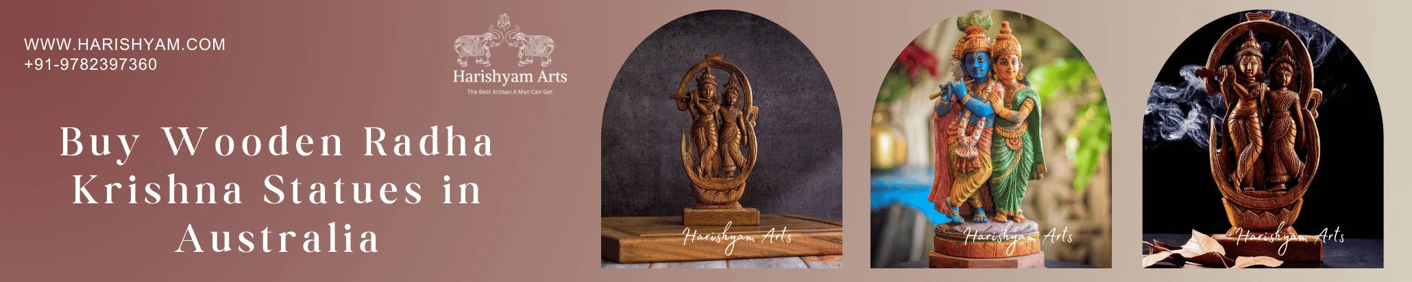 Buy Wooden Radha Krishna Statues in Australia