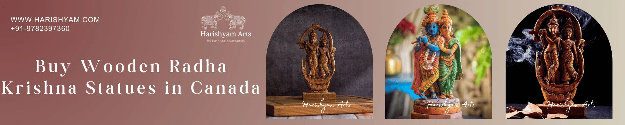 Buy Wooden Radha Krishna Statues in Canada