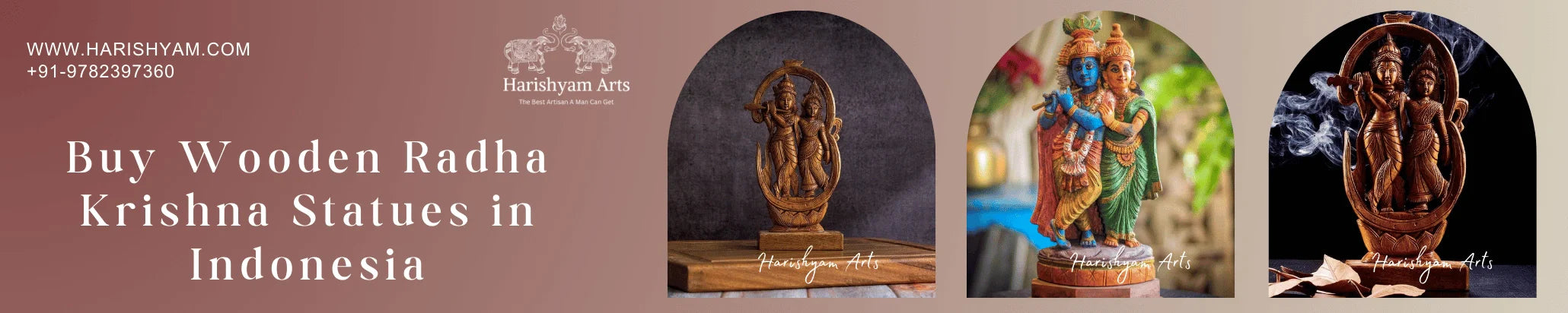 Buy Wooden Radha Krishna Statues in Indonesia