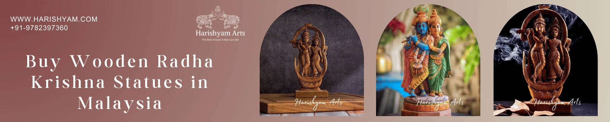 Buy Wooden Radha Krishna Statues in Malaysia