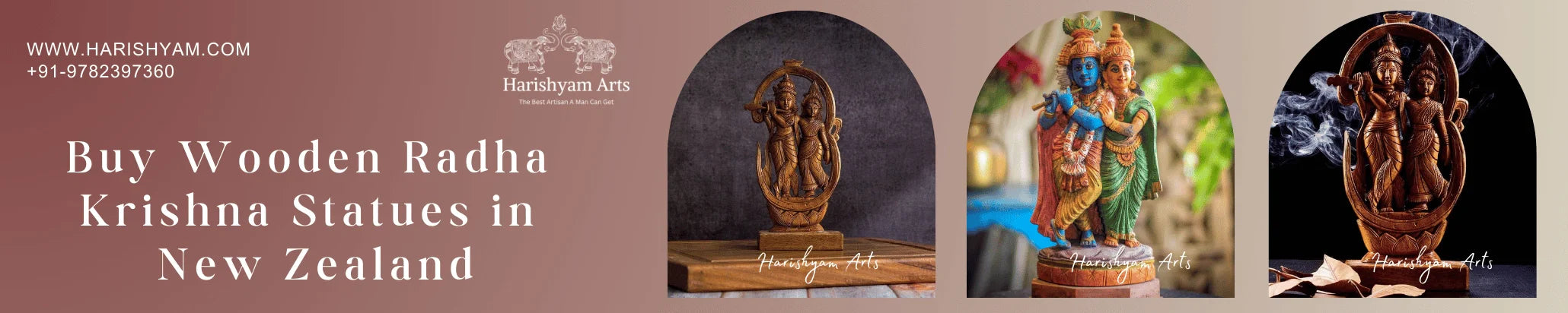 Buy Wooden Radha Krishna Statues in New Zealand