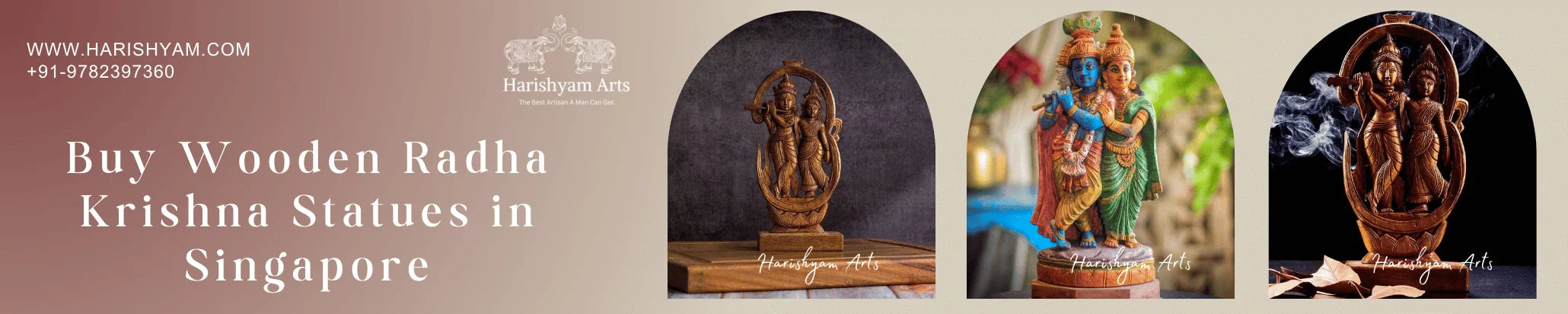 Buy Wooden Radha Krishna Statues in Singapore