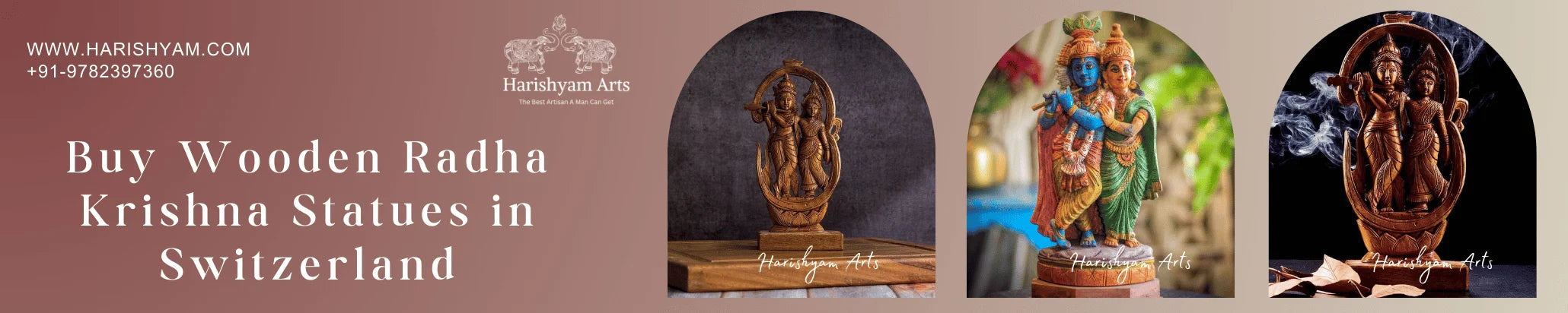 Buy Wooden Radha Krishna Statues in Switzerland