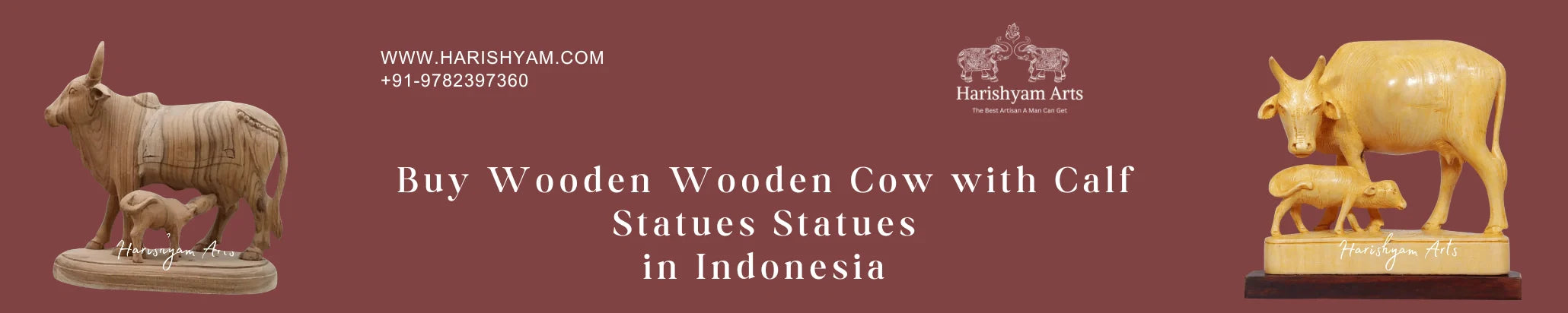 Buy Wooden Cow with Calf Statues In Indonesia