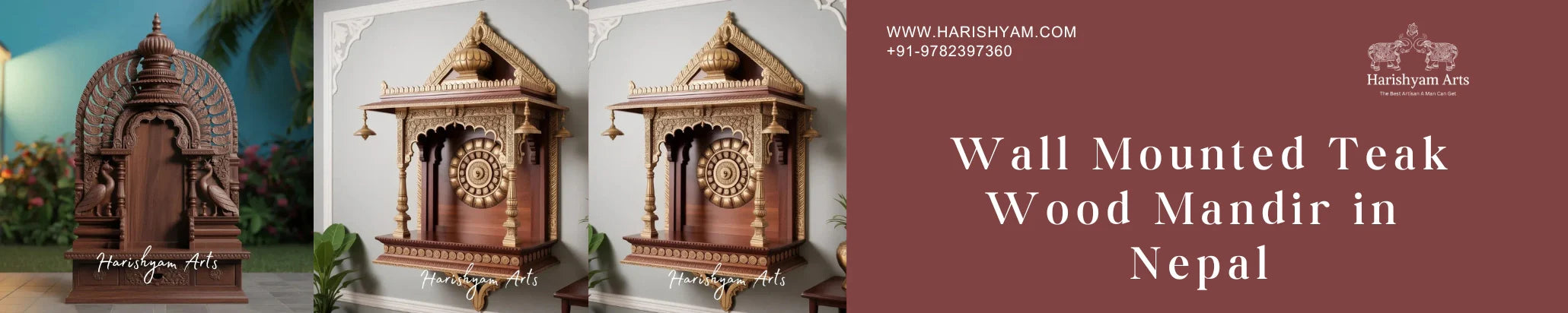 Wall Mounted Teak Wood Mandir in Nepal
