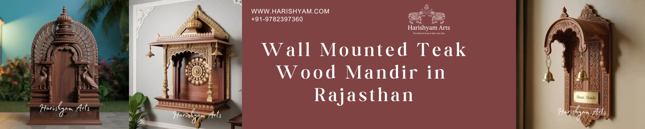 Wall Mounted Teak Wood Mandir in Rajasthan