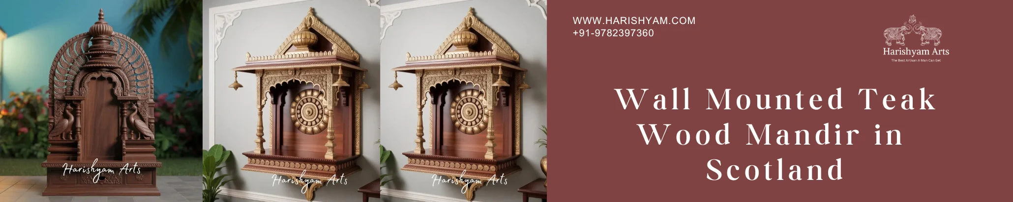 Wall Mounted Teak Wood Mandir in Scotland