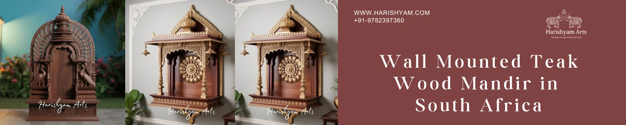 Wall Mounted Teak Wood Mandir in South Africa