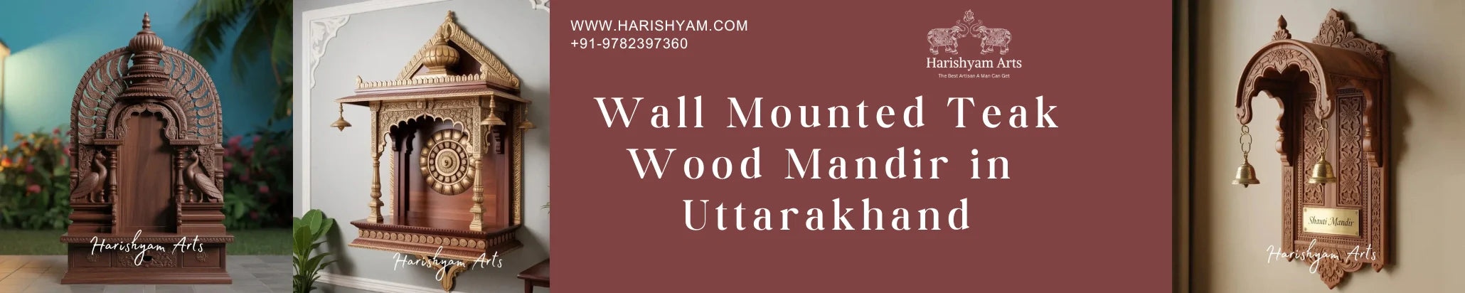 Wall Mounted Teak Wood Mandir in Uttarakhand