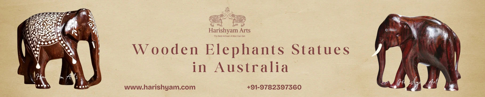 Buy Wooden Elephants Statues in Australia
