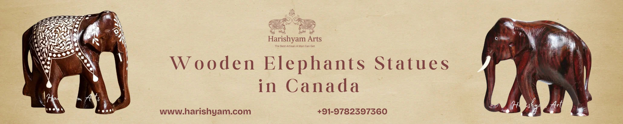 Buy Wooden Elephants Statues in Canada