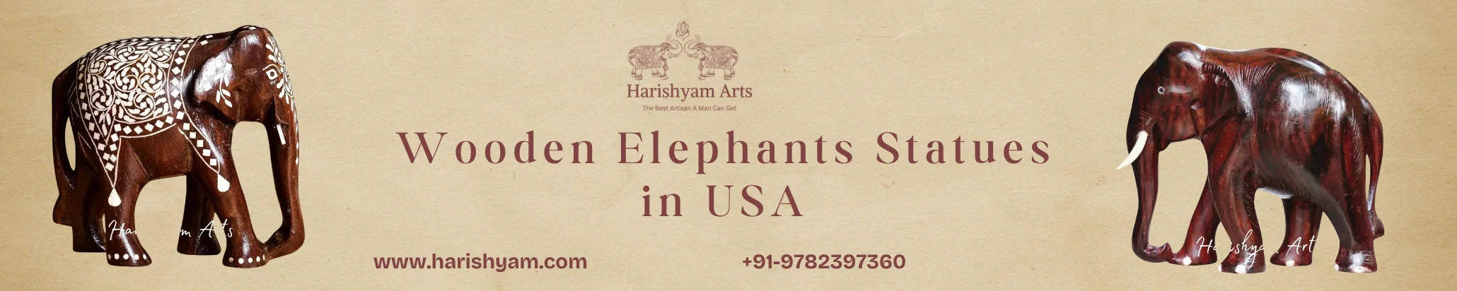 Buy Wooden Elephants Statues in USA