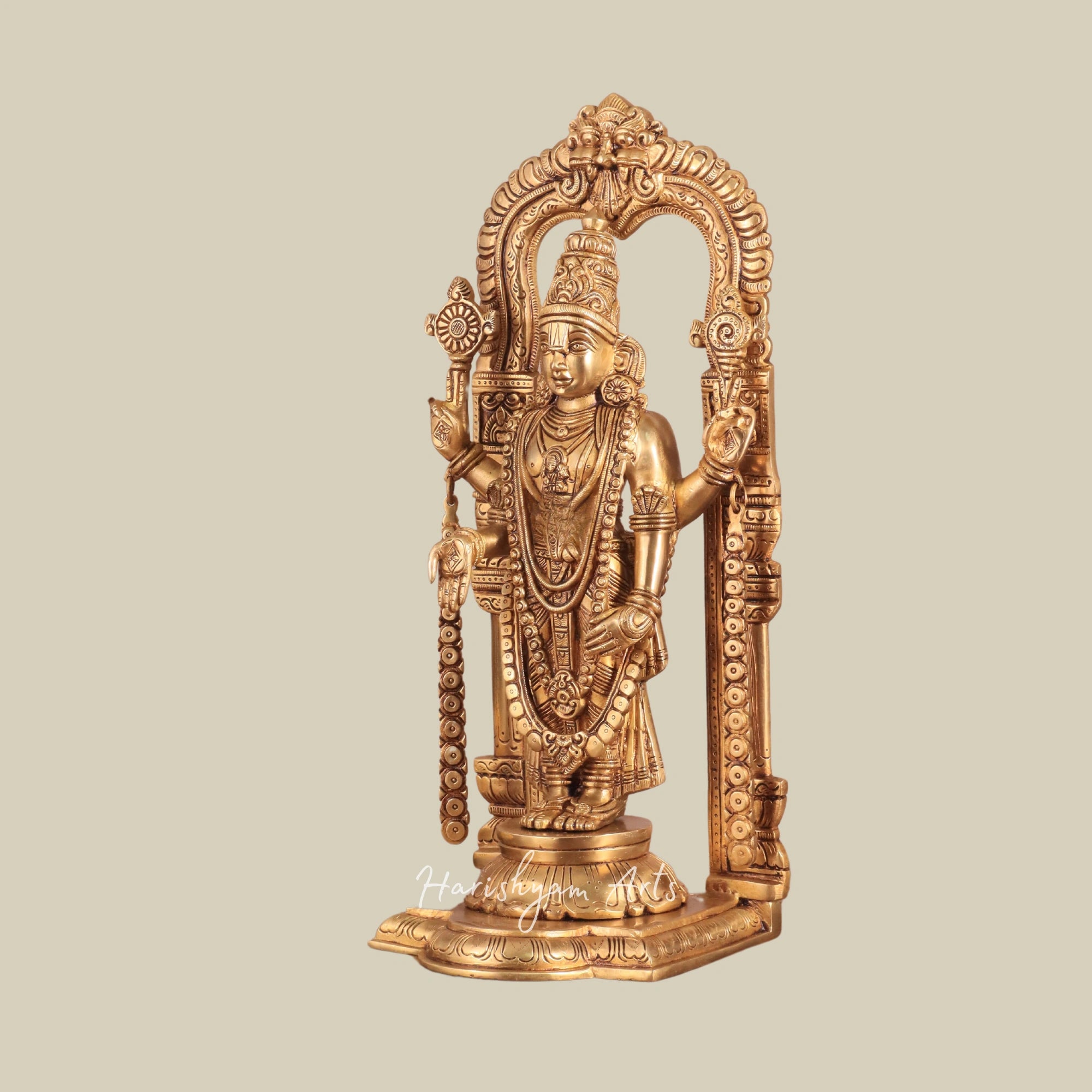 16" Tirupati Balaji Lord Venkateshwara Swamy Brass Statue for Home Mandirs