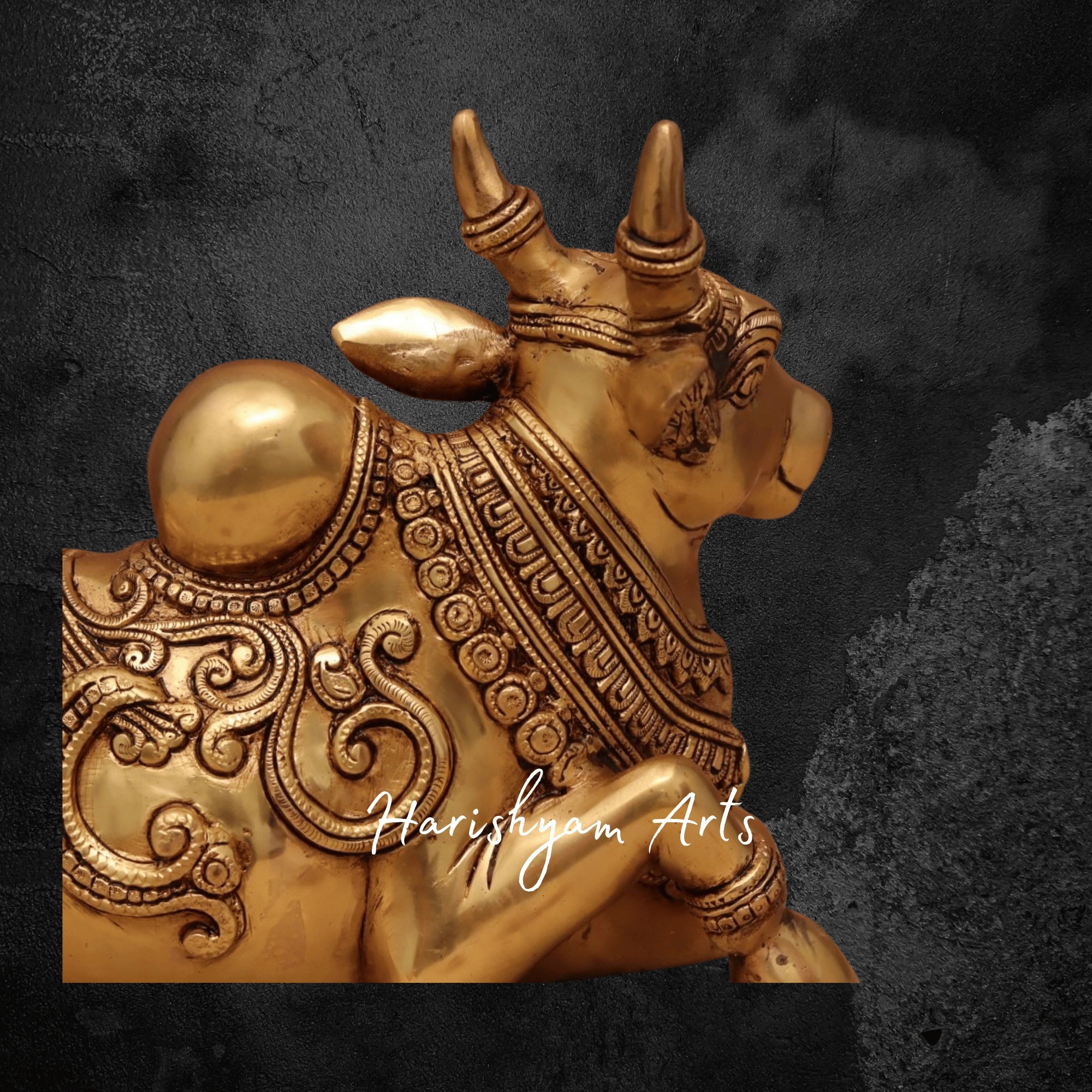 10" Classic Sitting Nandi Statue in Pure Brass for Devotional Spaces