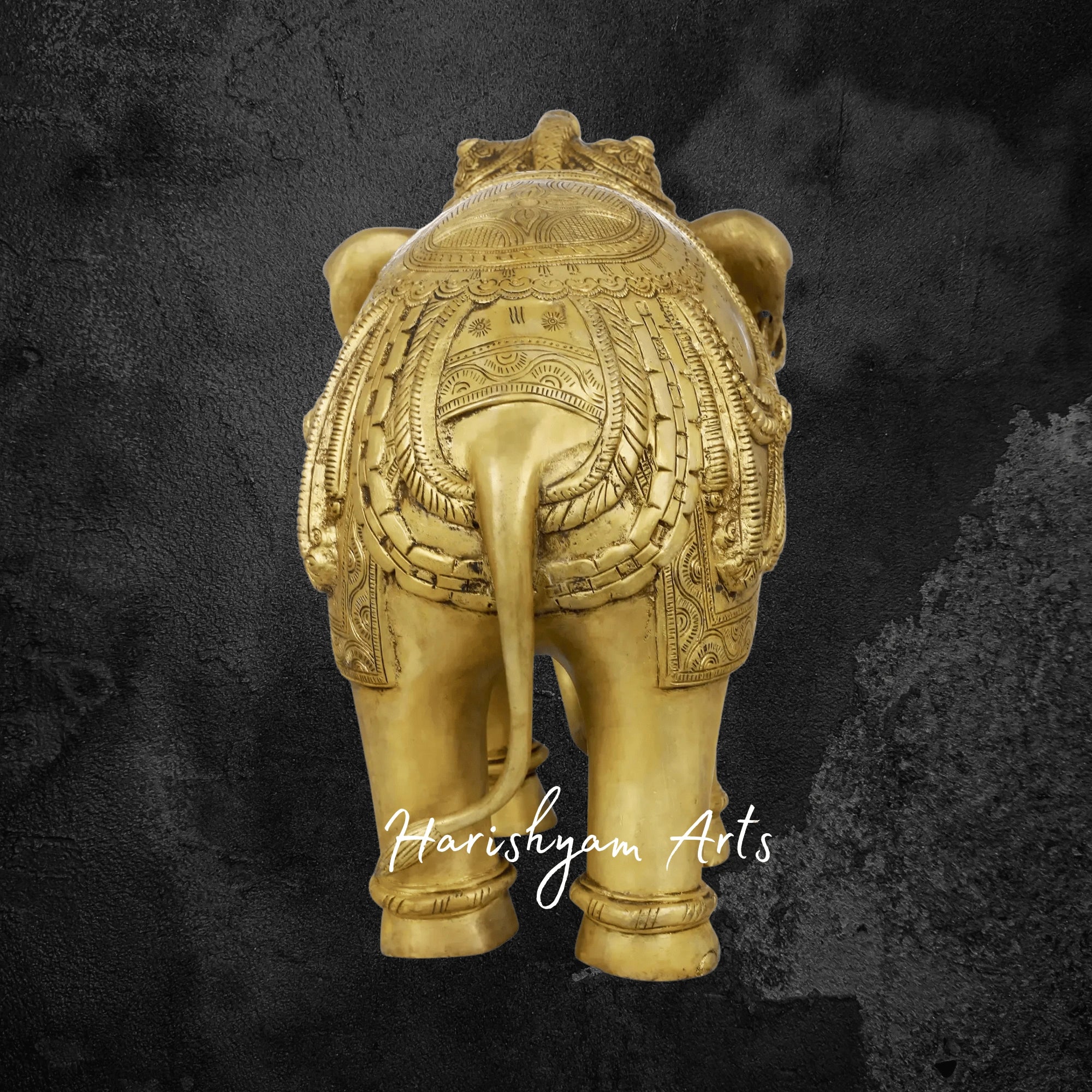 10" Decorative Brass Temple Elephant for Auspicious Home Decoration