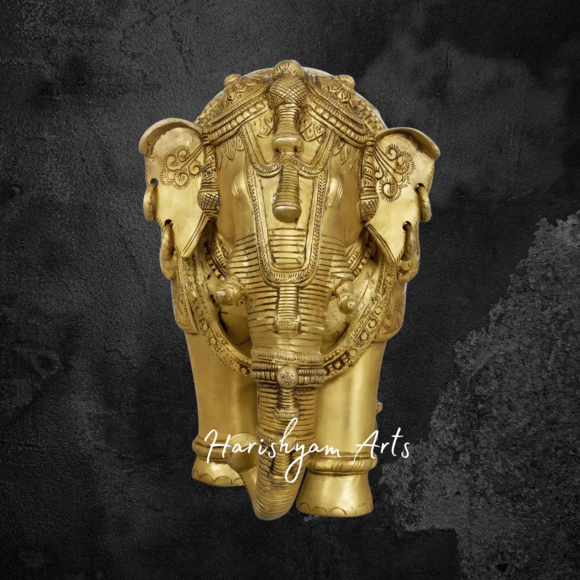 10" Decorative Brass Temple Elephant for Auspicious Home Decoration