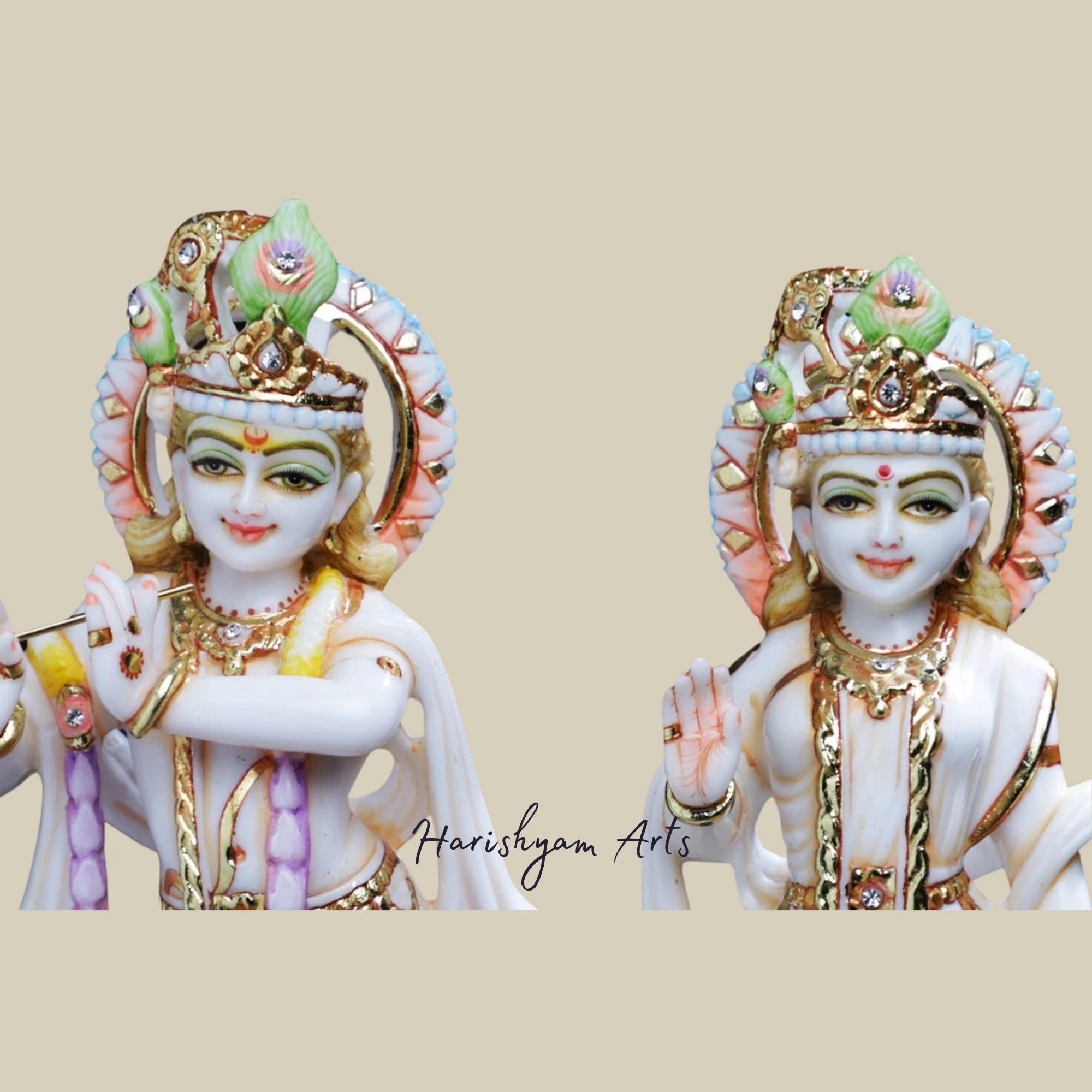 10" Divine Radha Krishna Narayana Marble Idol for Mandir