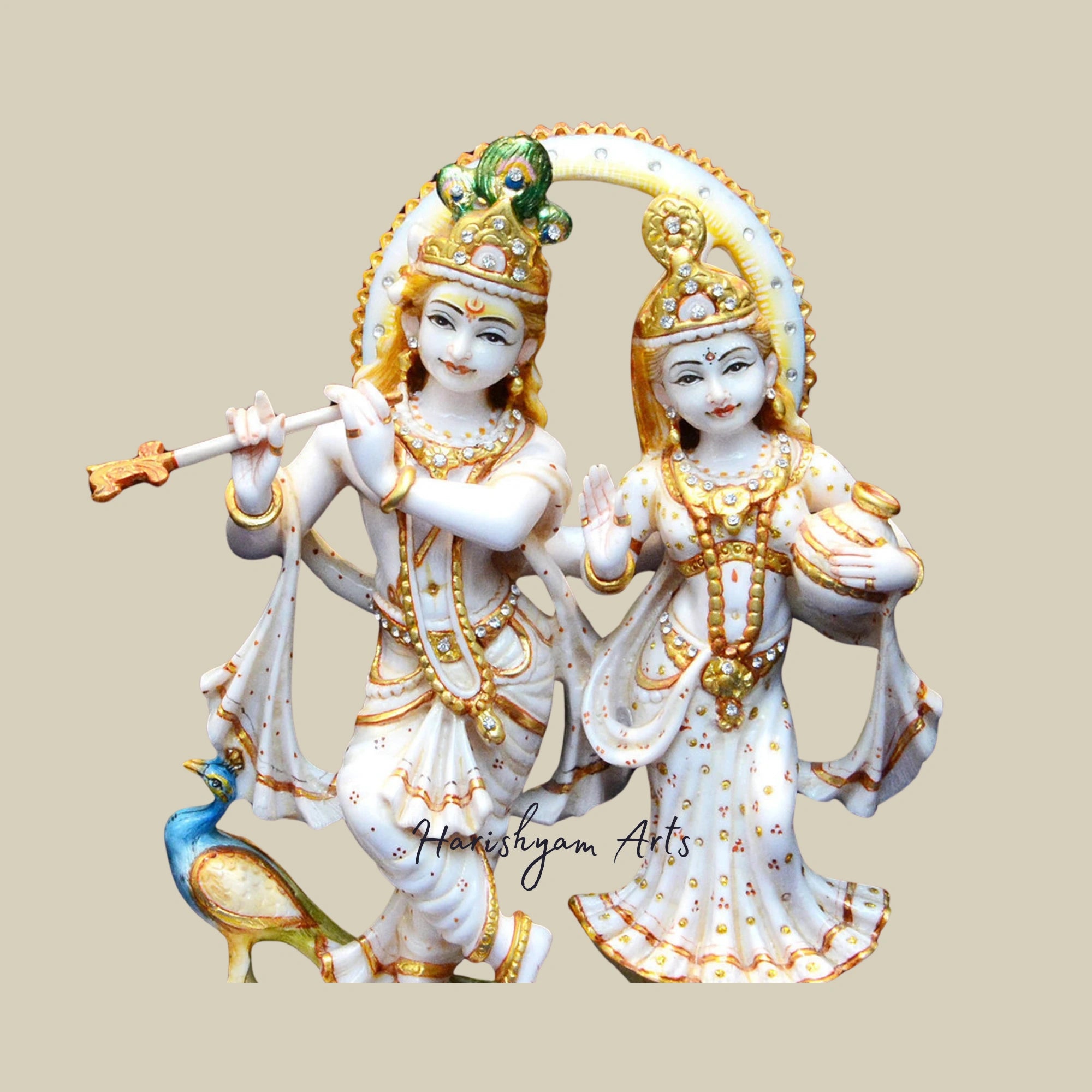 10" Divine Radha Krishna Narayana Marble Idol for Mandir