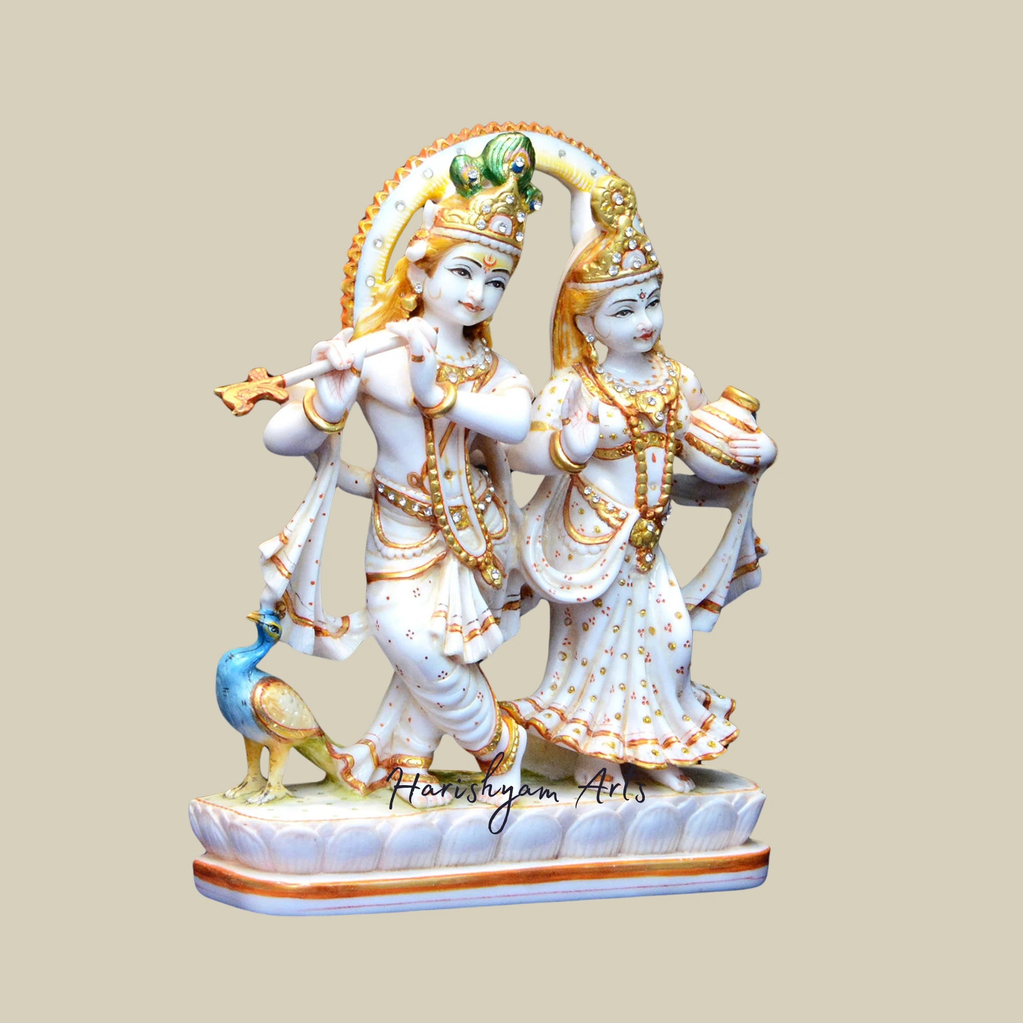 10" Divine Radha Krishna Narayana Marble Idol for Mandir