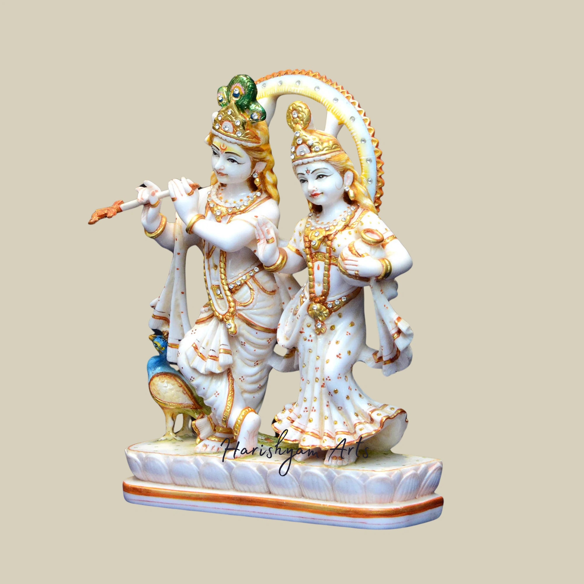 10" Divine Radha Krishna Narayana Marble Idol for Mandir