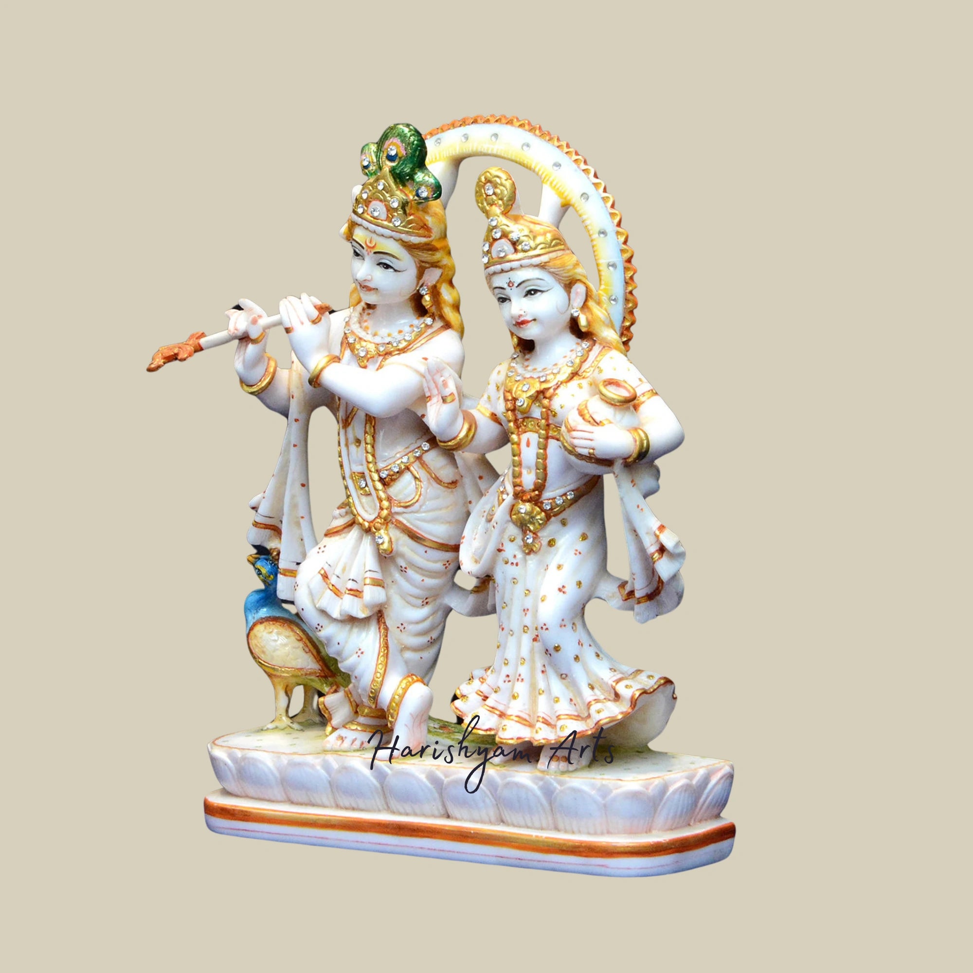 10" Divine Radha Krishna Narayana Marble Idol for Mandir