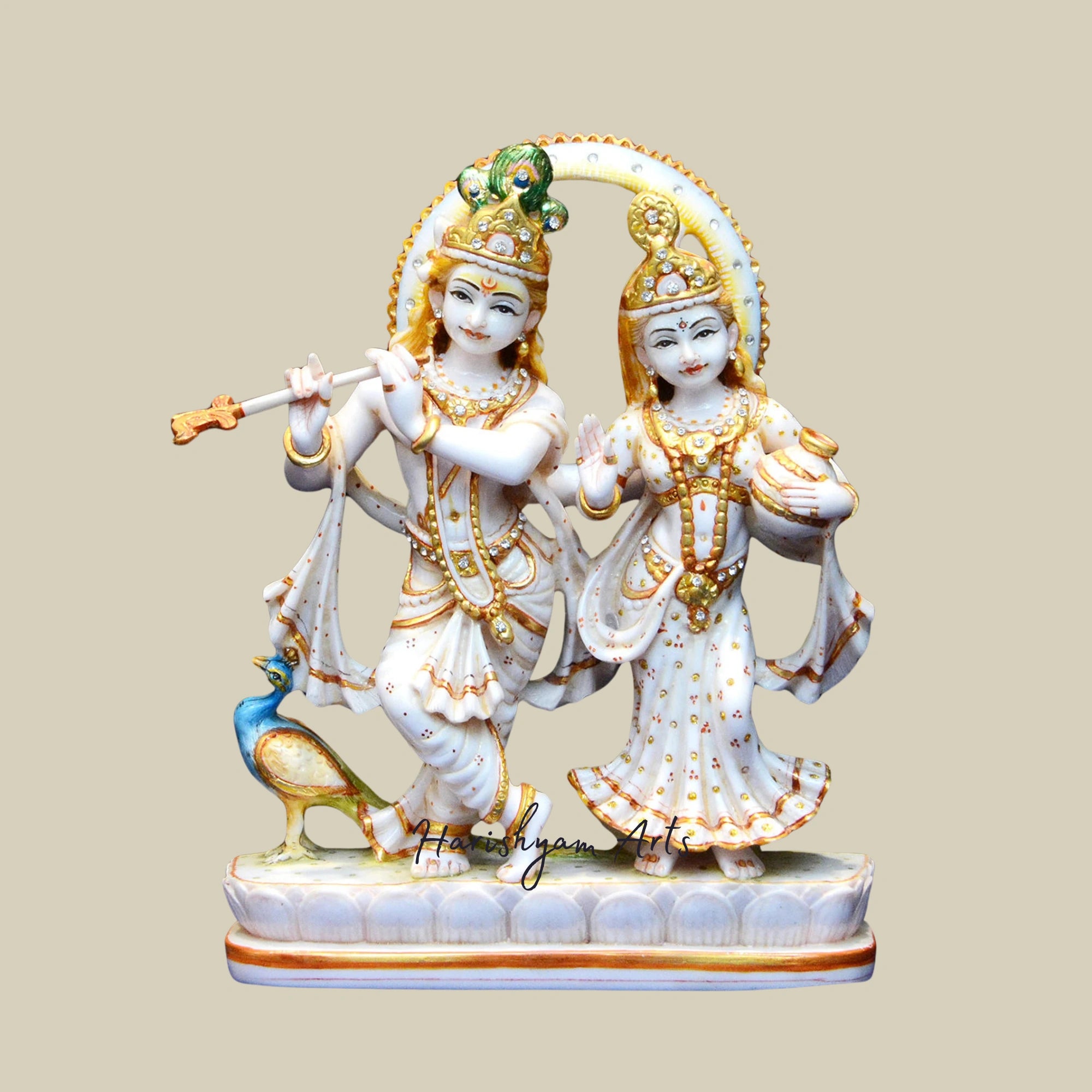 10" Divine Radha Krishna Narayana Marble Idol for Mandir