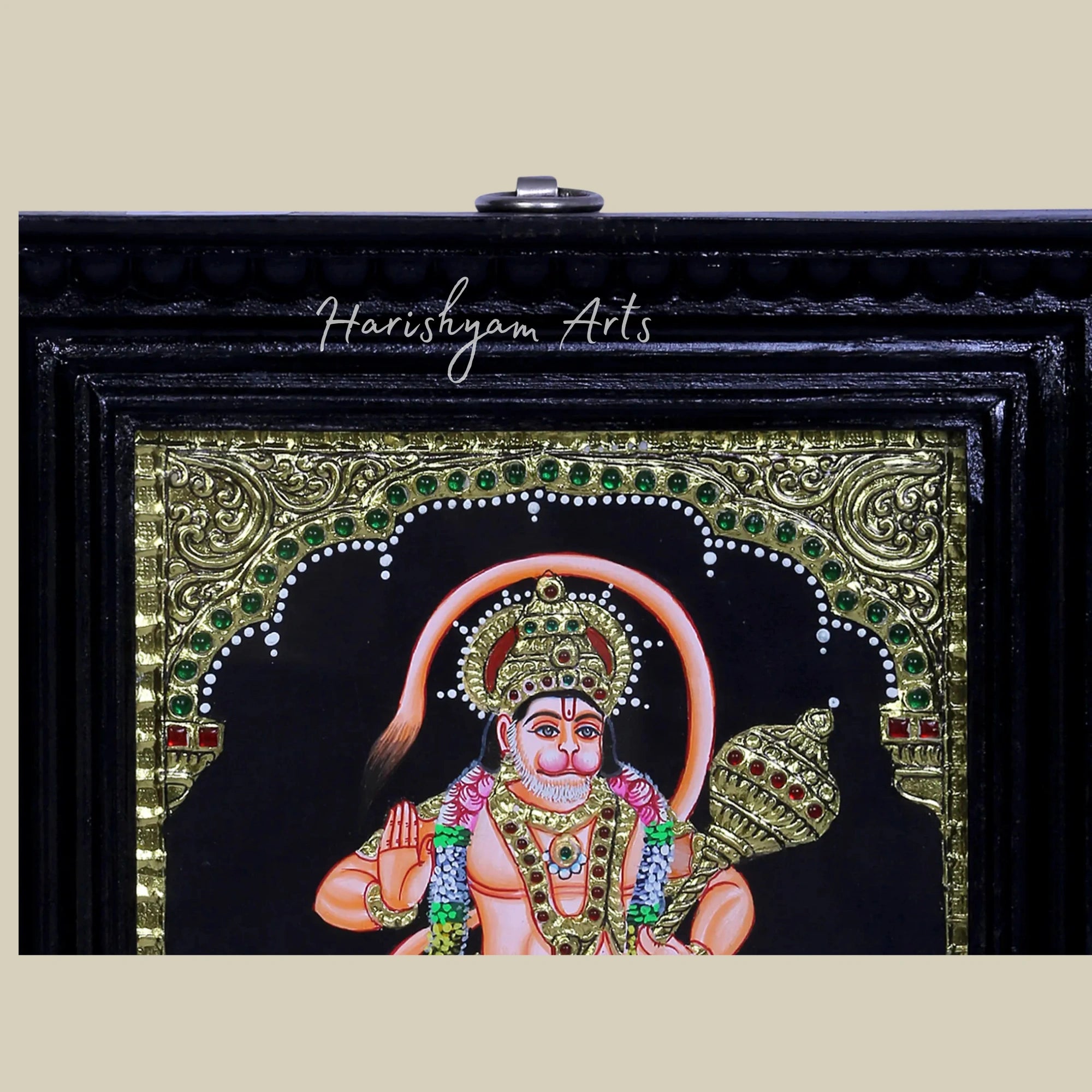 10" Elegant Standing Hanuman Ji Tanjore Artwork