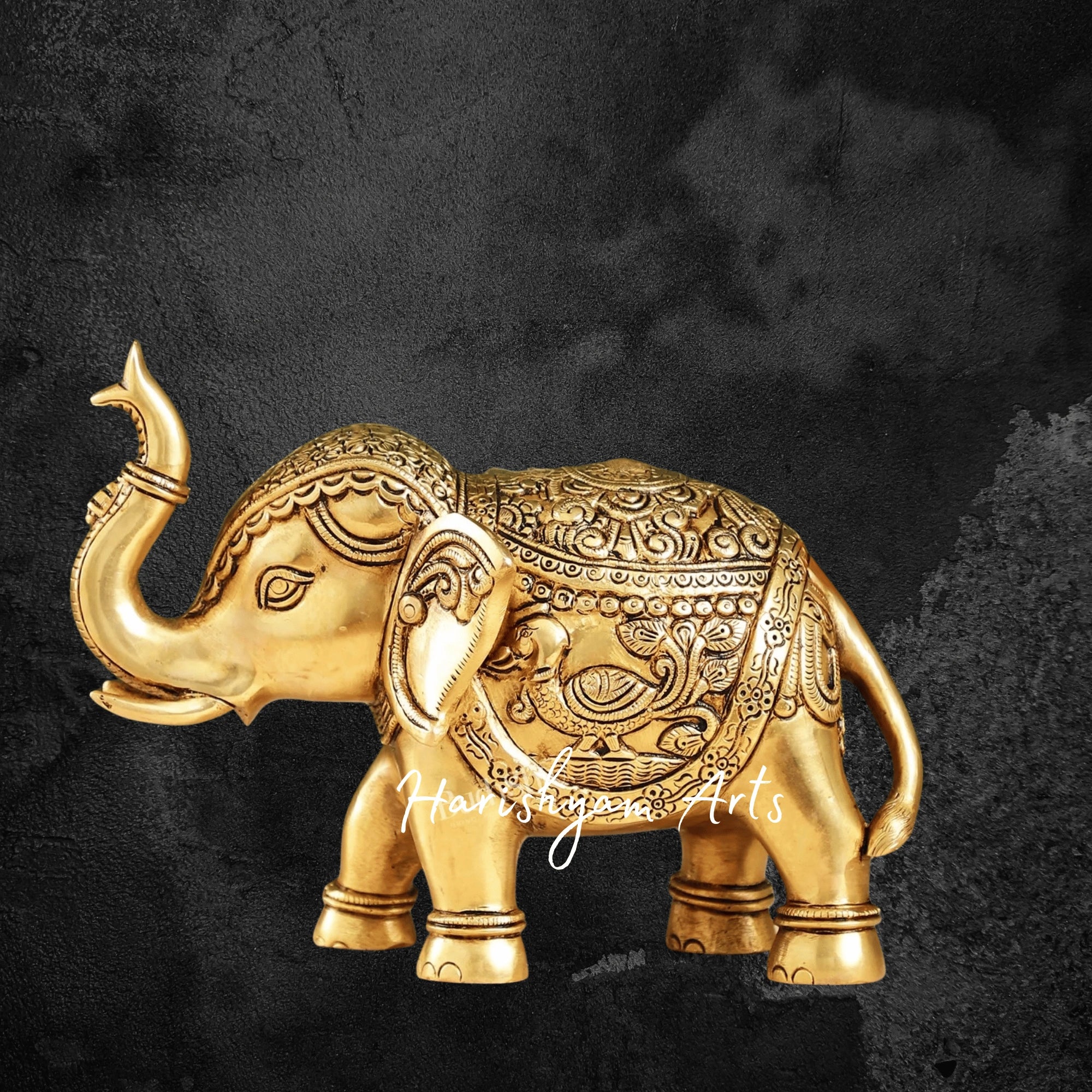 10" Elegant Superfine Brass Elephant Showpiece for Home and Office