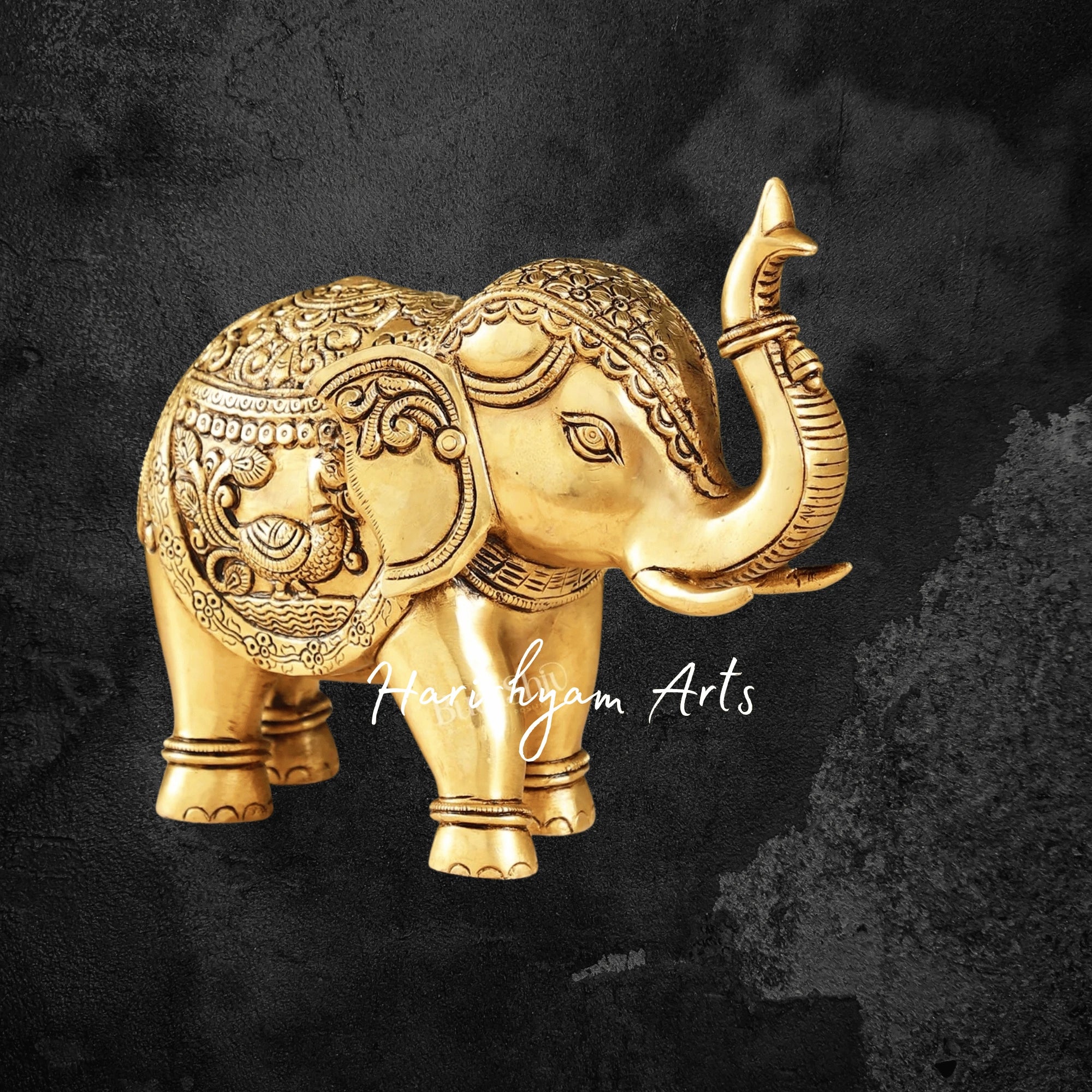 10" Elegant Superfine Brass Elephant Showpiece for Home and Office