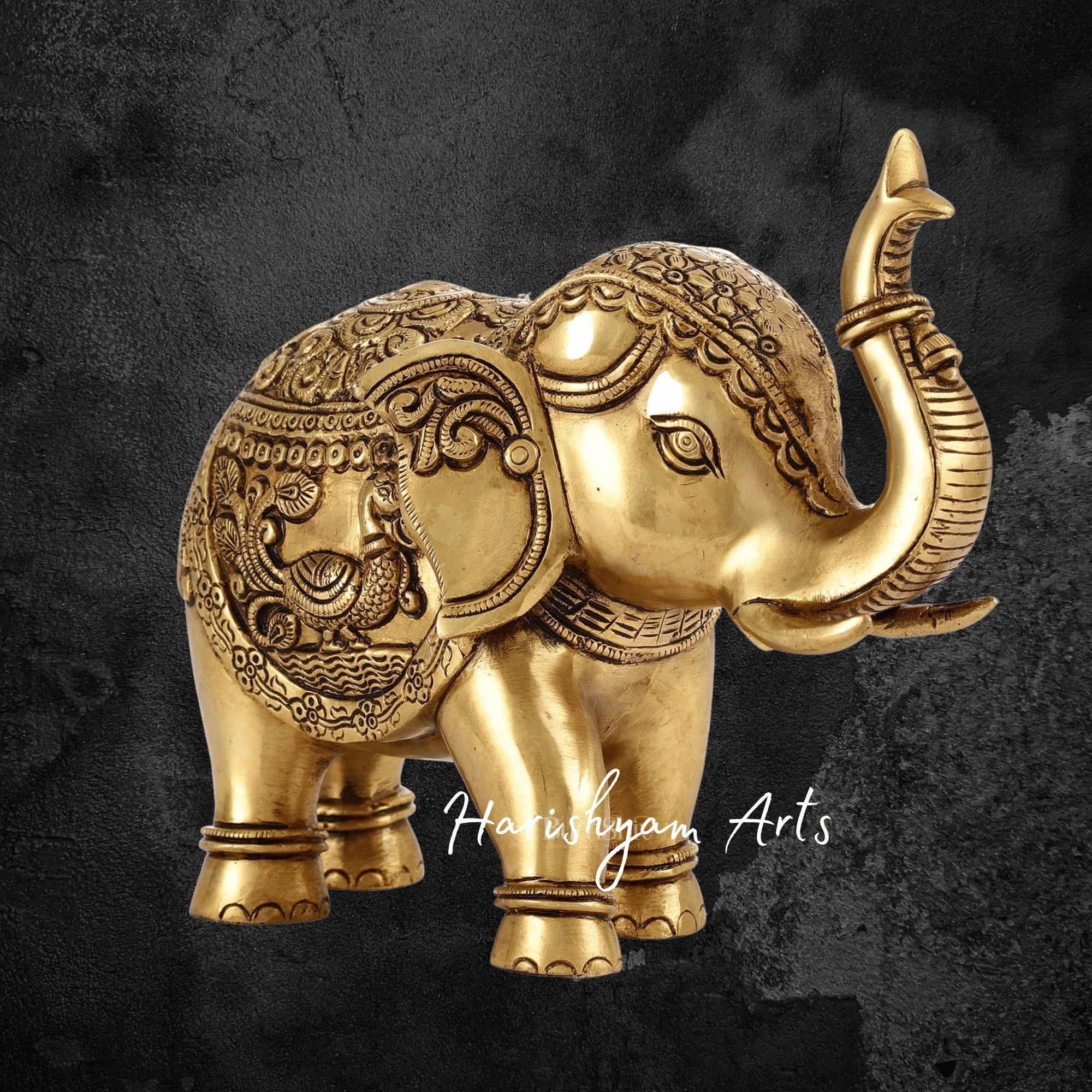 10" Elegant Superfine Brass Elephant Showpiece for Home and Office