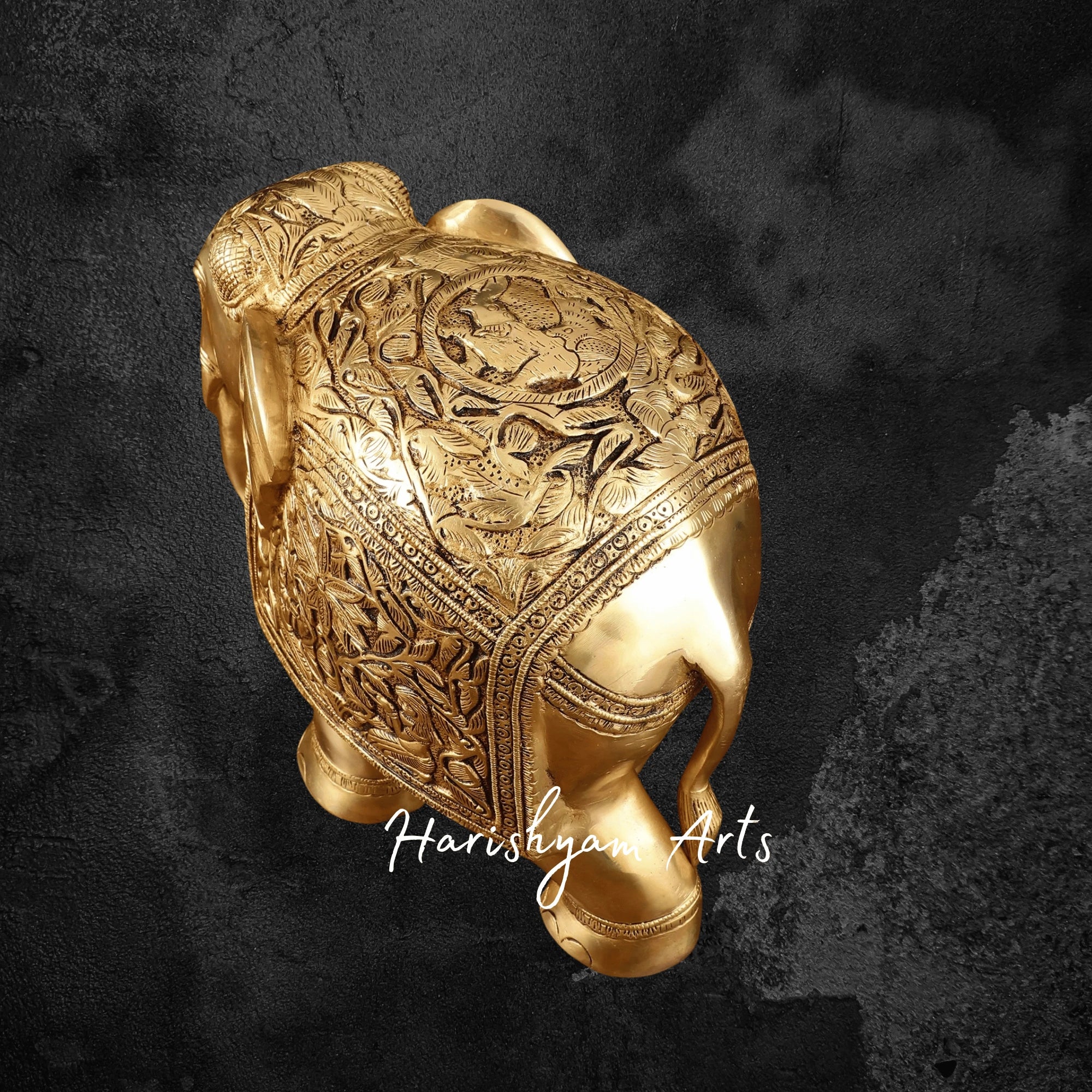 10" Engraved Perfection Brass Elephant Pair for Tabletop Accents