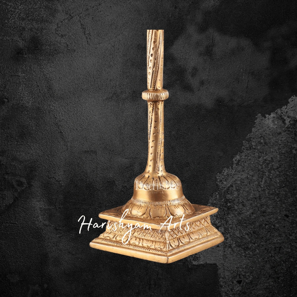 10" Handcrafted Pure Brass Standing Trishul with Fine Details