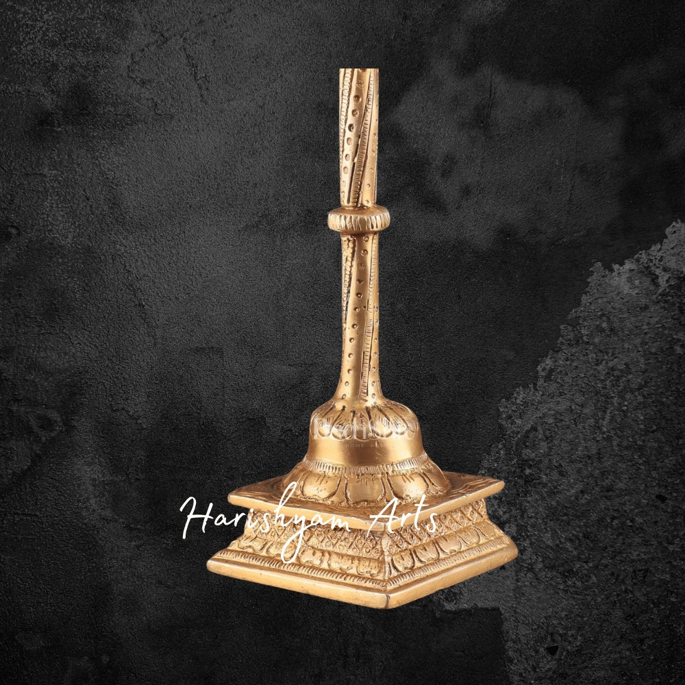 10" Handcrafted Pure Brass Standing Trishul with Fine Details