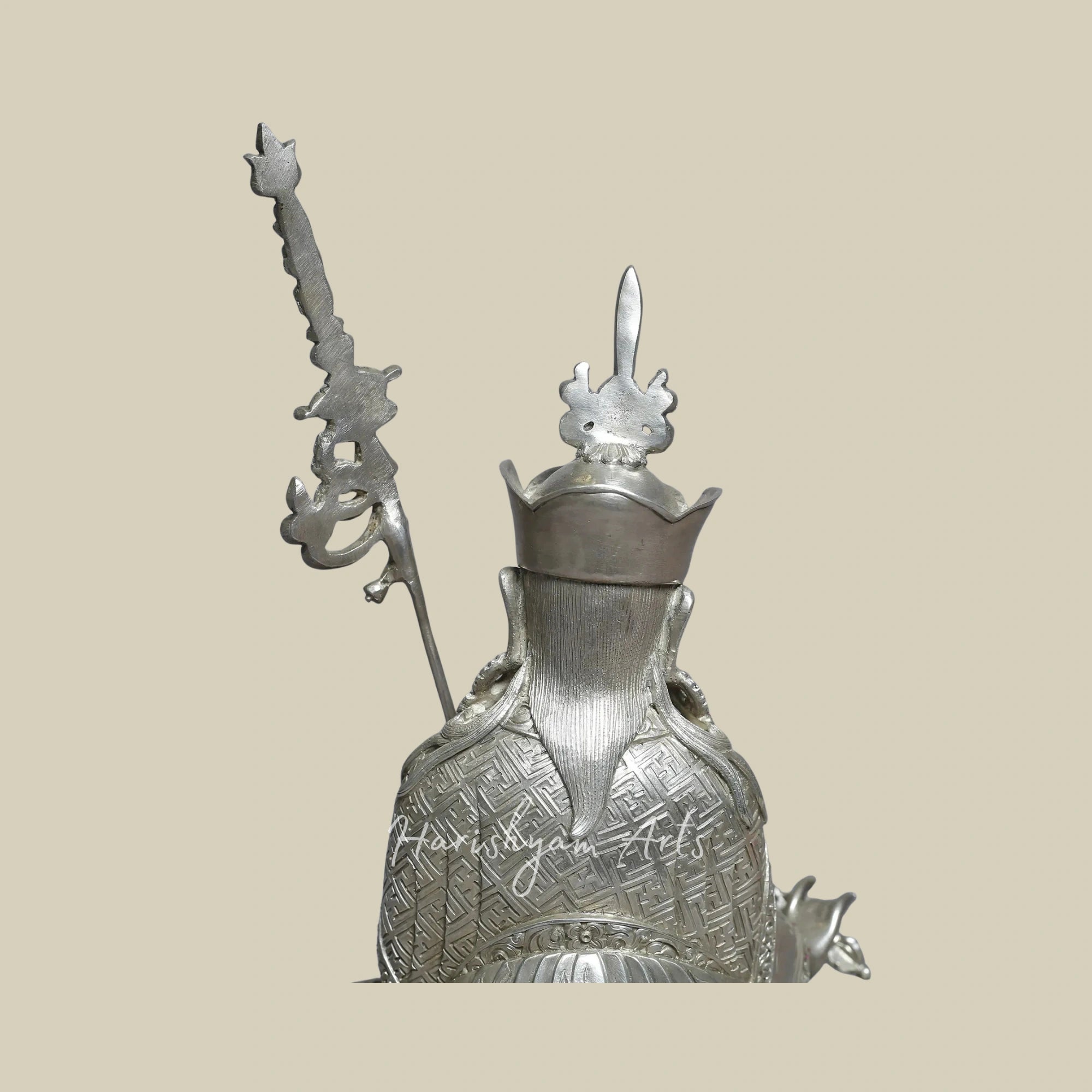 10" Handmade Silver Guru Padmasambhava Idol Sacred Nepal Sculpture