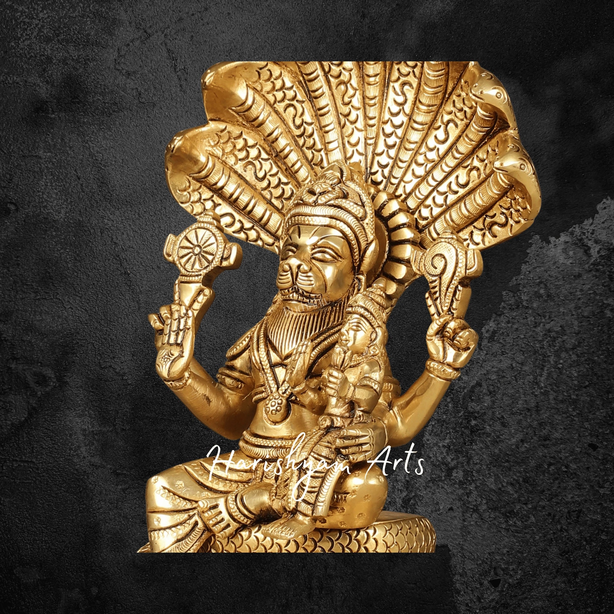 10" Lakshmi Narasimha Brass Murti Traditional South Indian Temple Idol
