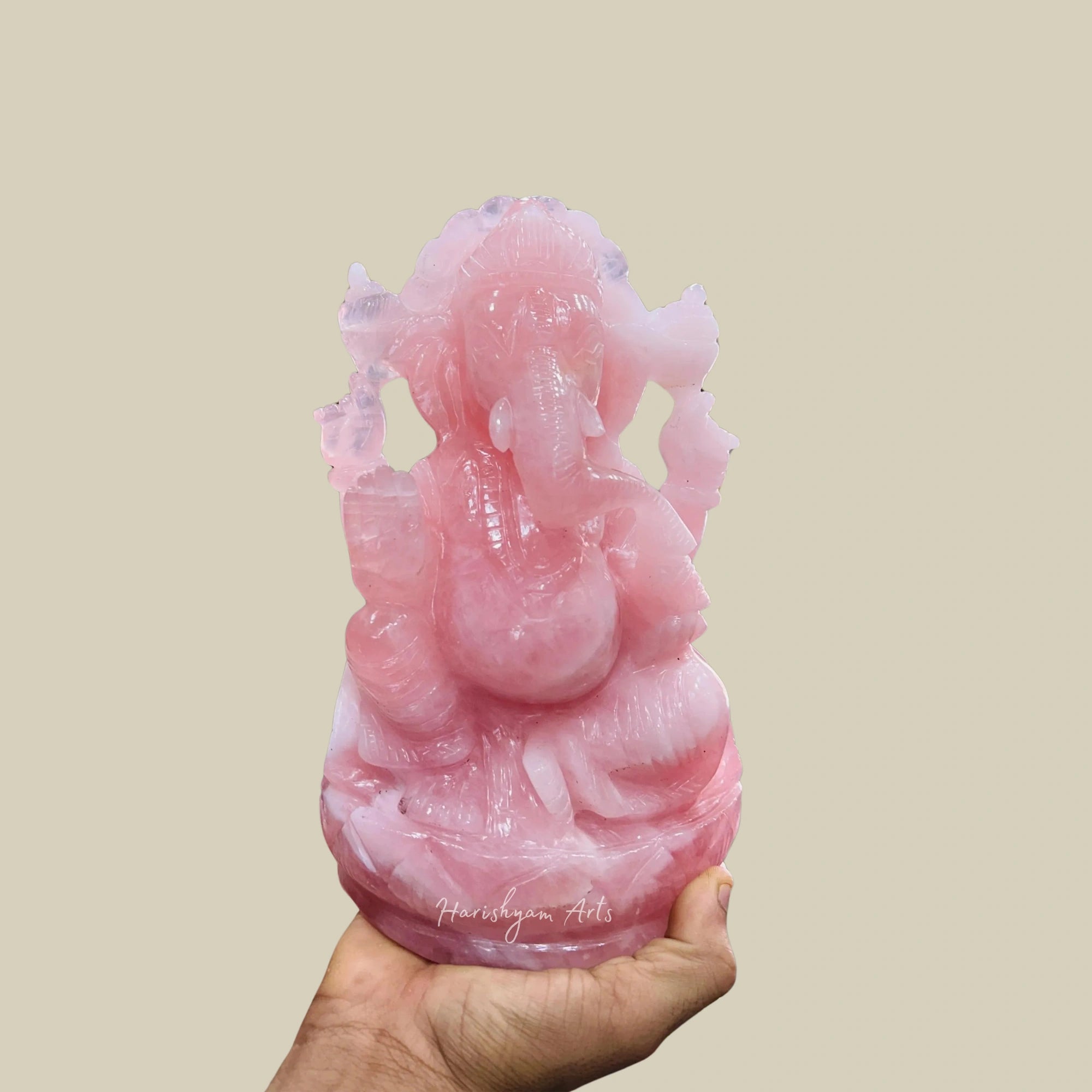 10" Large Handmade Crystal Ganesha Statue Natural Quartz Ganesh Murti Spiritual Vastu Gift
