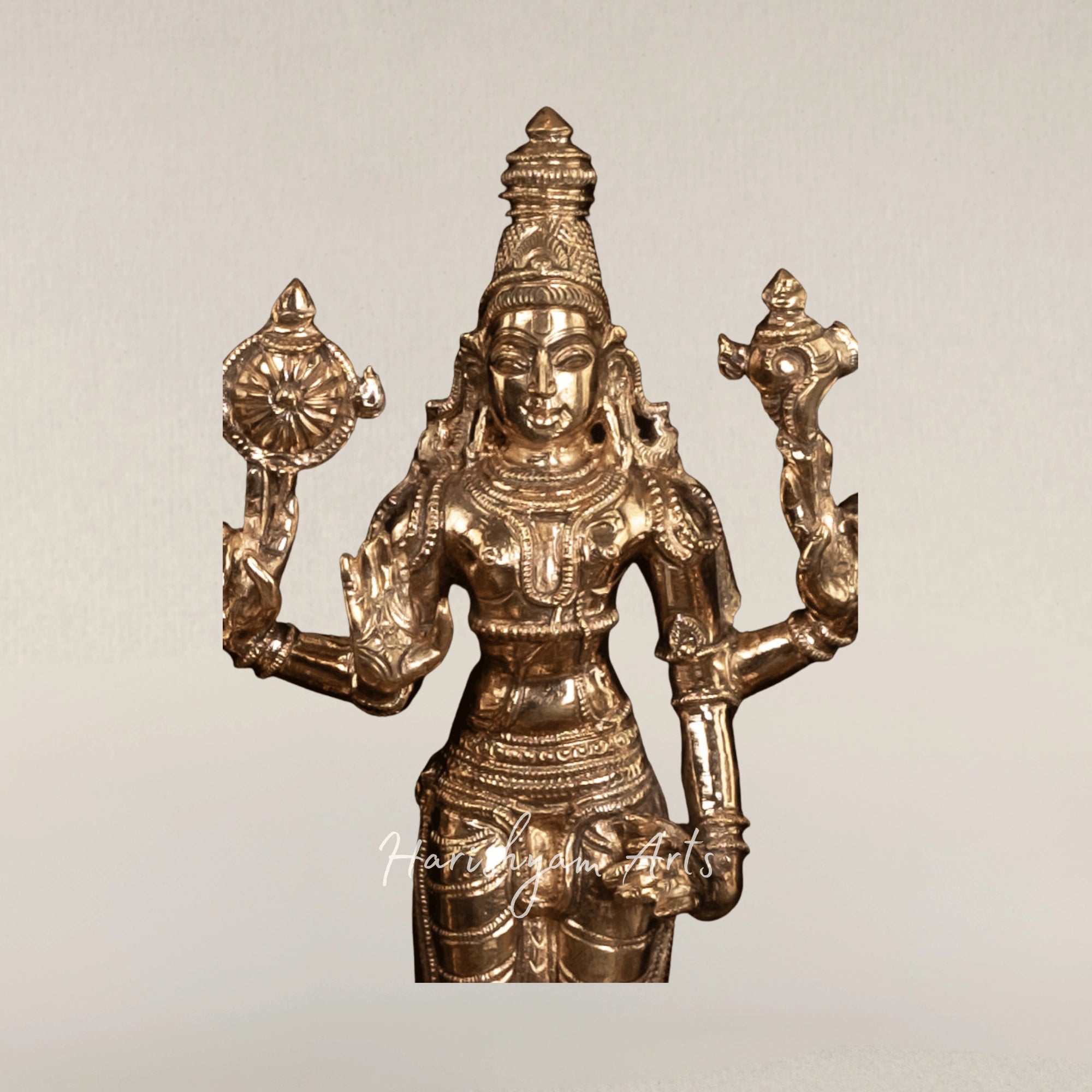 10" Lord Vishnu with Sri Devi and Bhu Devi Panchaloha Bronze Temple Idol