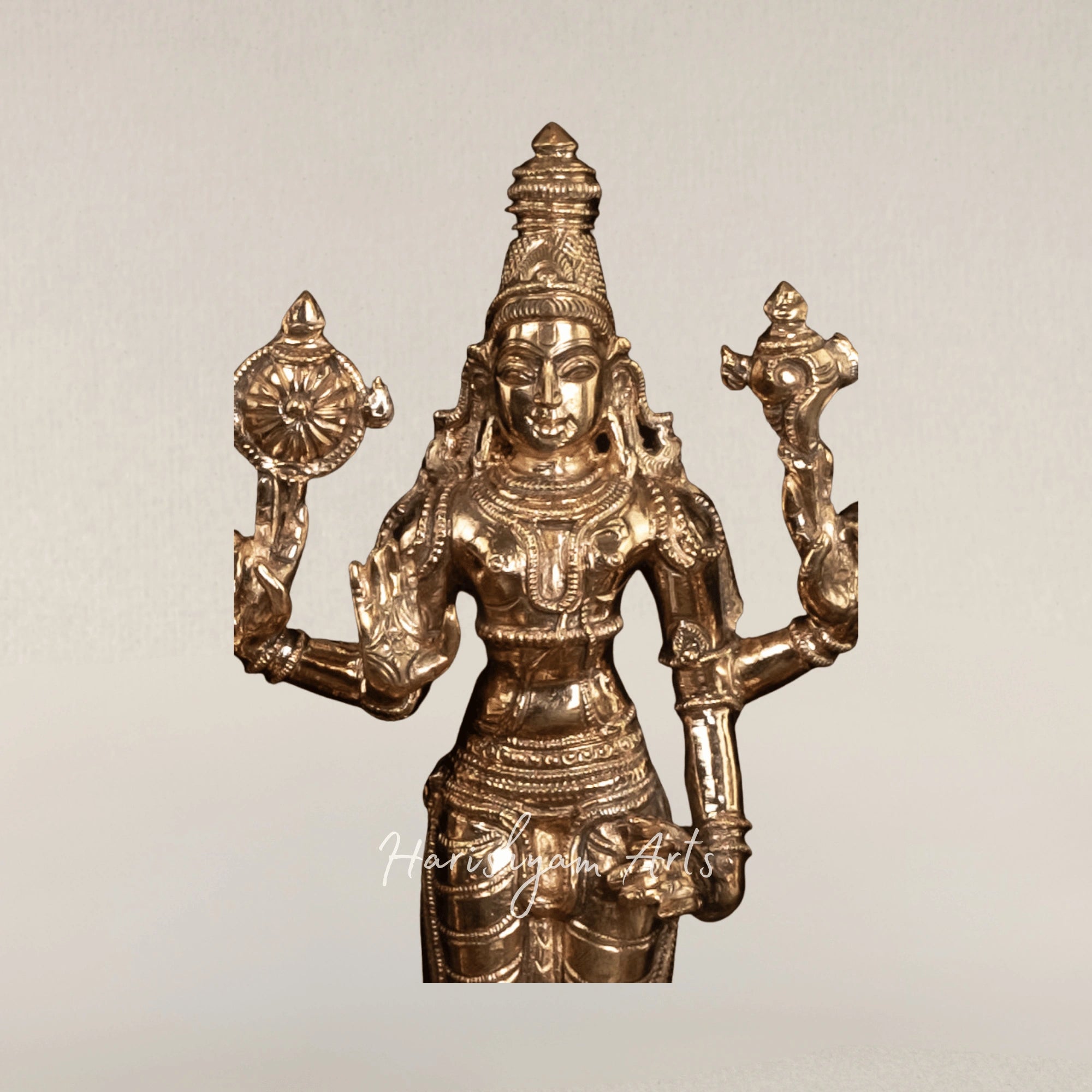 10" Lord Vishnu with Sri Devi and Bhu Devi Panchaloha Bronze Temple Idol
