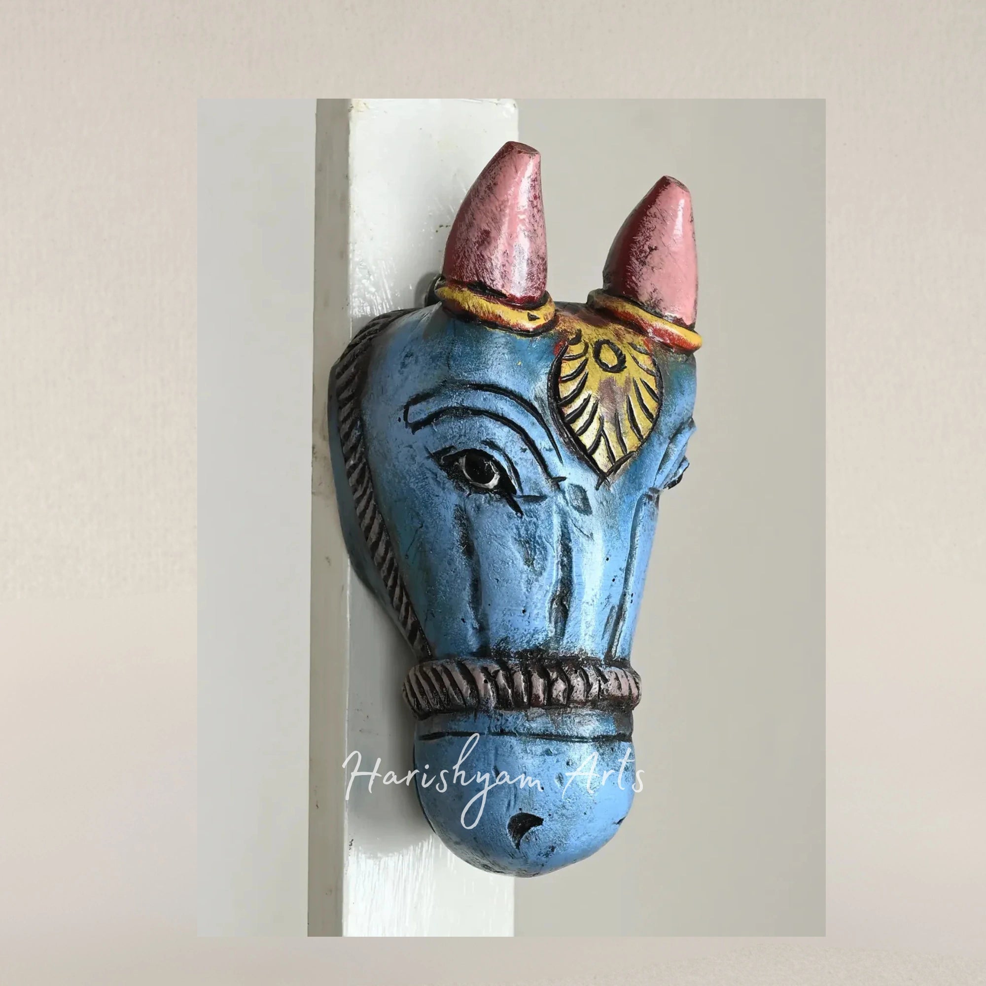 10" Rustic Wooden Cow Face Mask for Home Decoration