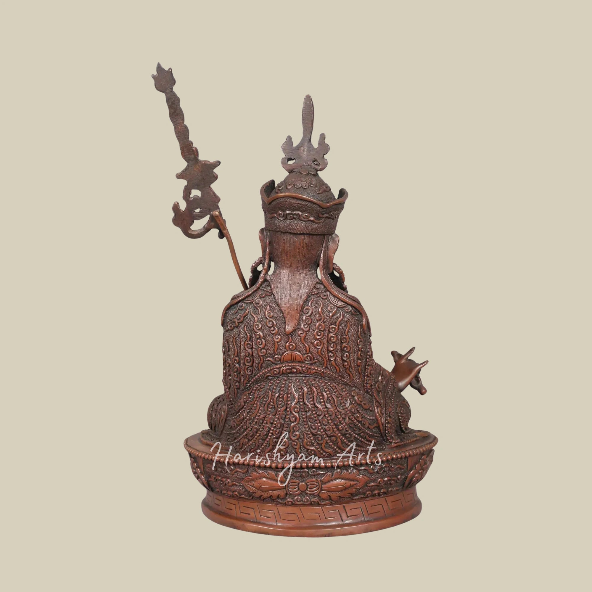 10" Sacred Guru Rinpoche Copper Sculpture Traditional Nepal Artisan Work