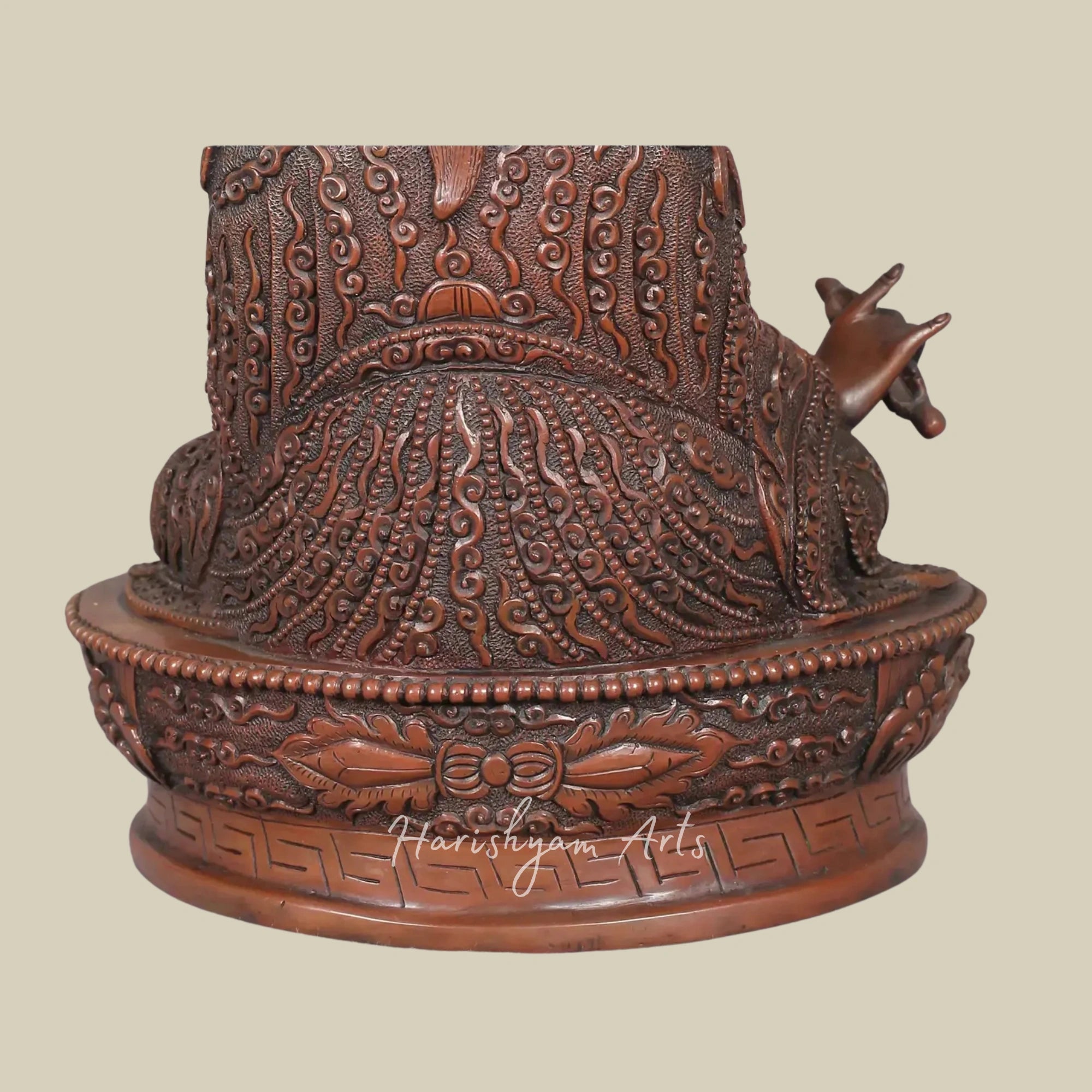 10" Sacred Guru Rinpoche Copper Sculpture Traditional Nepal Artisan Work
