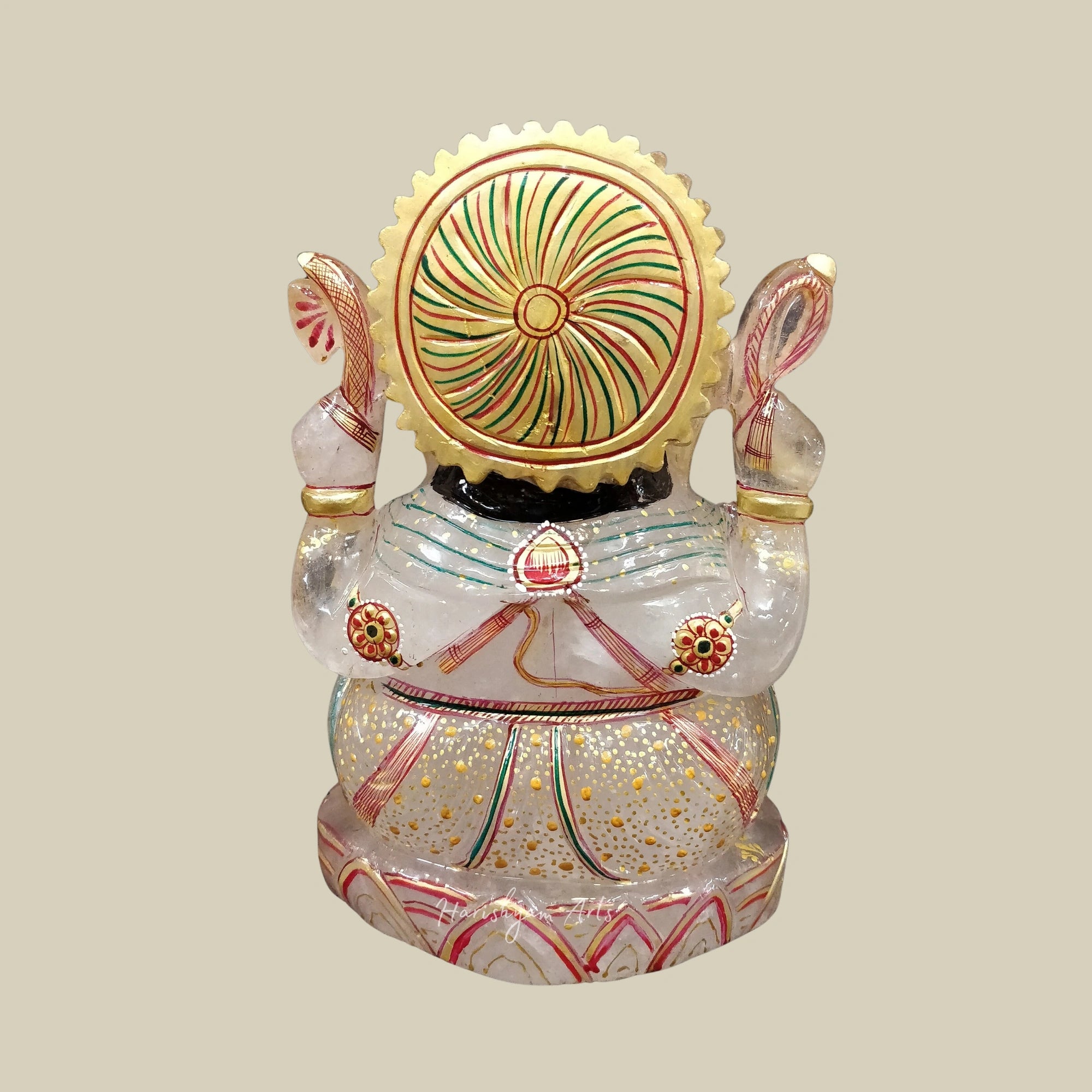 10" Sphatik Crystal Ganesha Statue Hand Carved Quartz Ganpati Idol for Pooja Decor