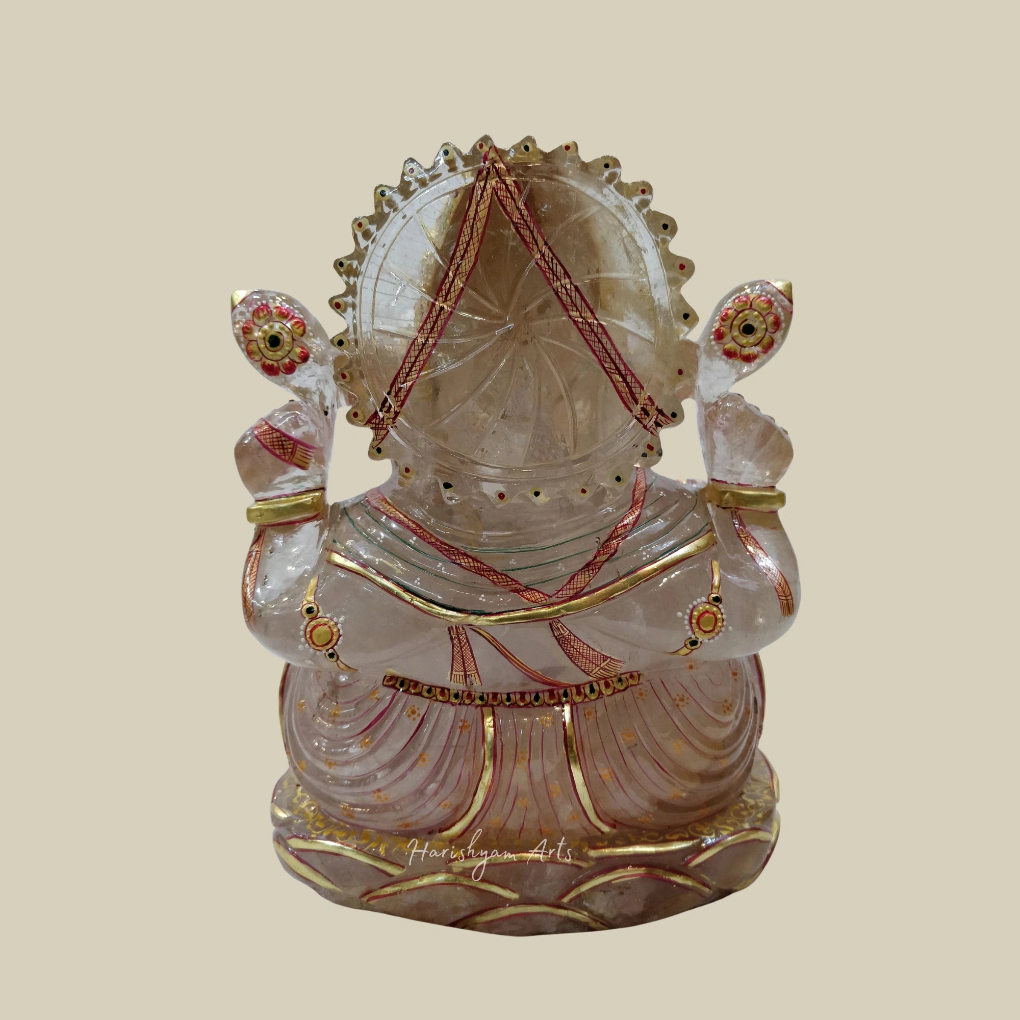 10" Sphatik Crystal Ganesha Statue Hand Carved Quartz Ganpati Idol for Pooja Decor