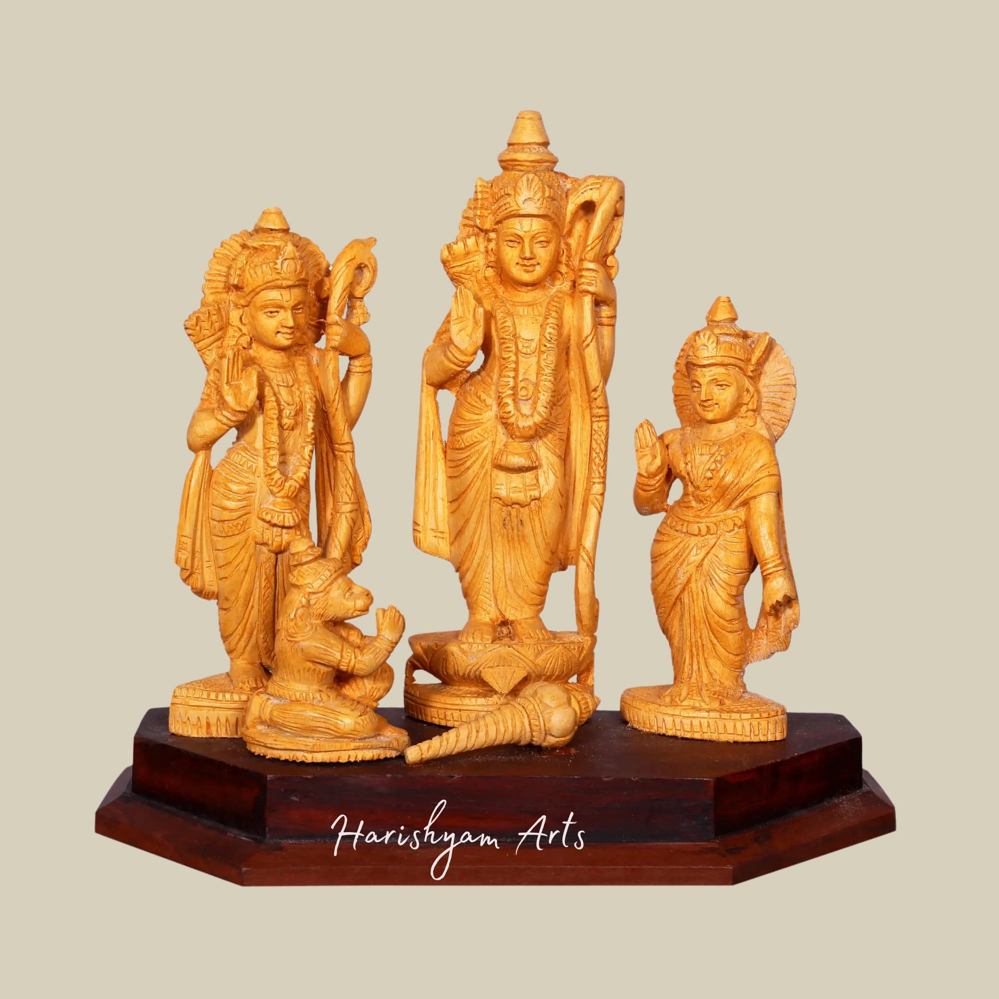 10" Wooden Ram Sita Lakshman Hanuman Idol for Home Decor