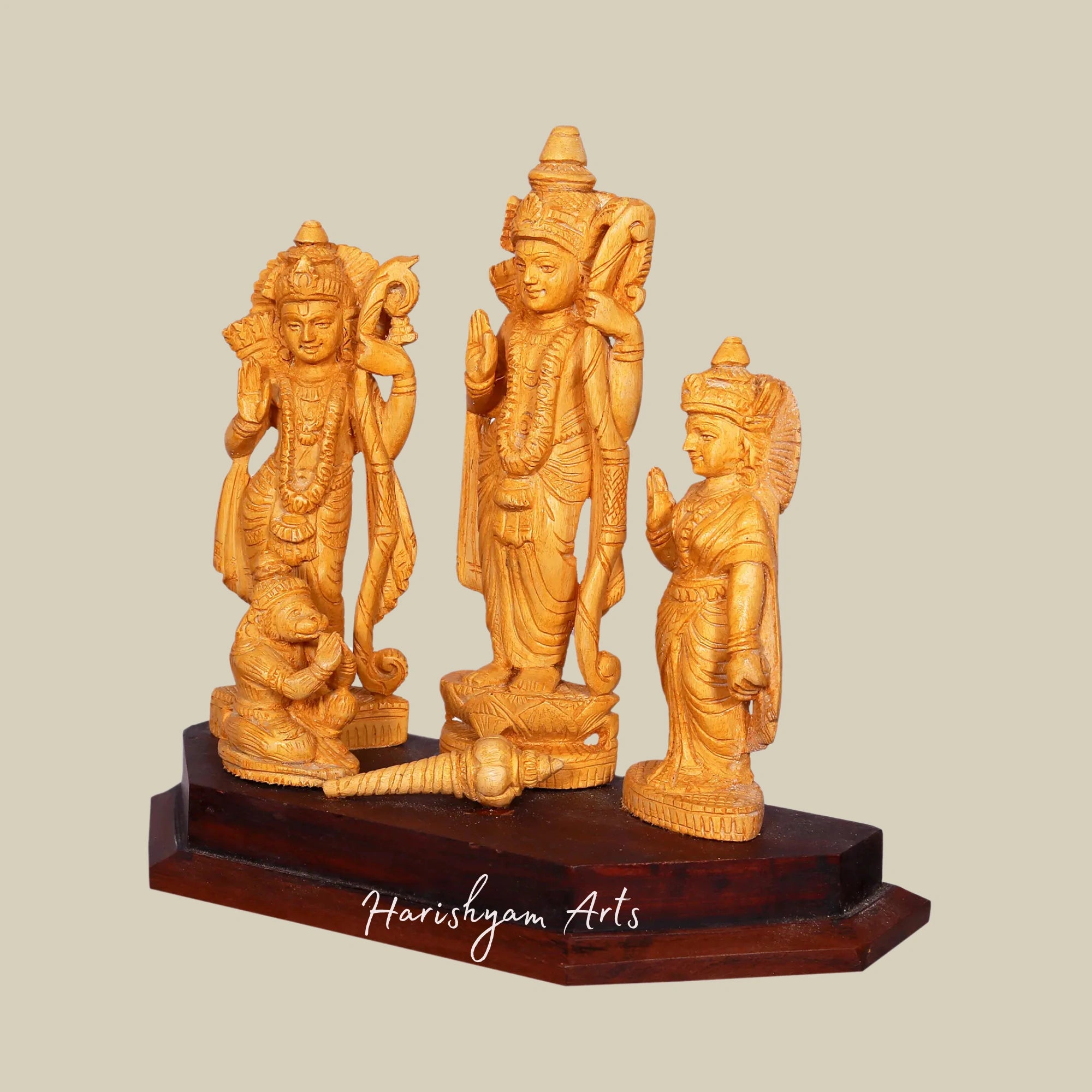 10" Wooden Ram Sita Lakshman Hanuman Idol for Home Decor4