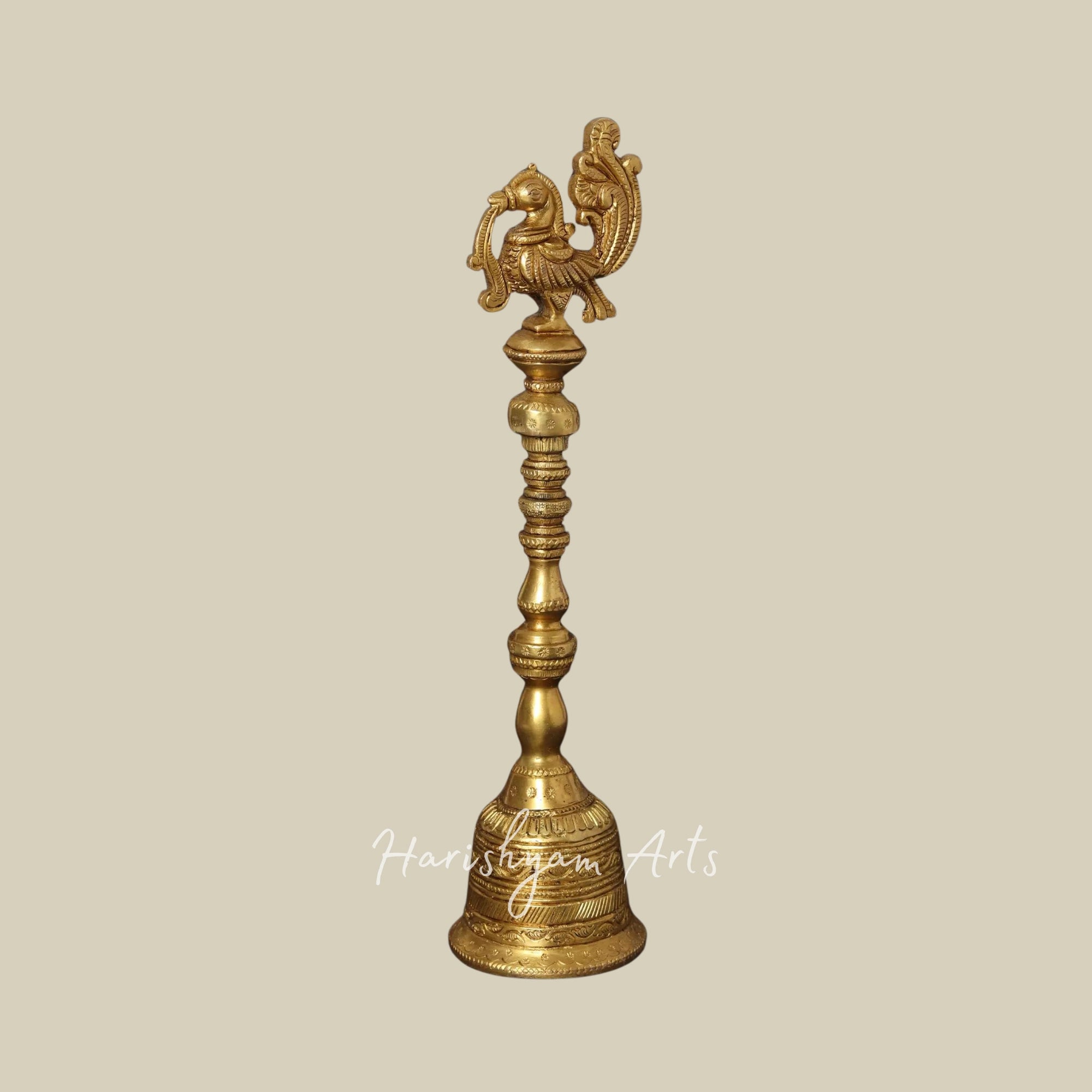 10" Brass Peacock Puja Bell | Ghanti4