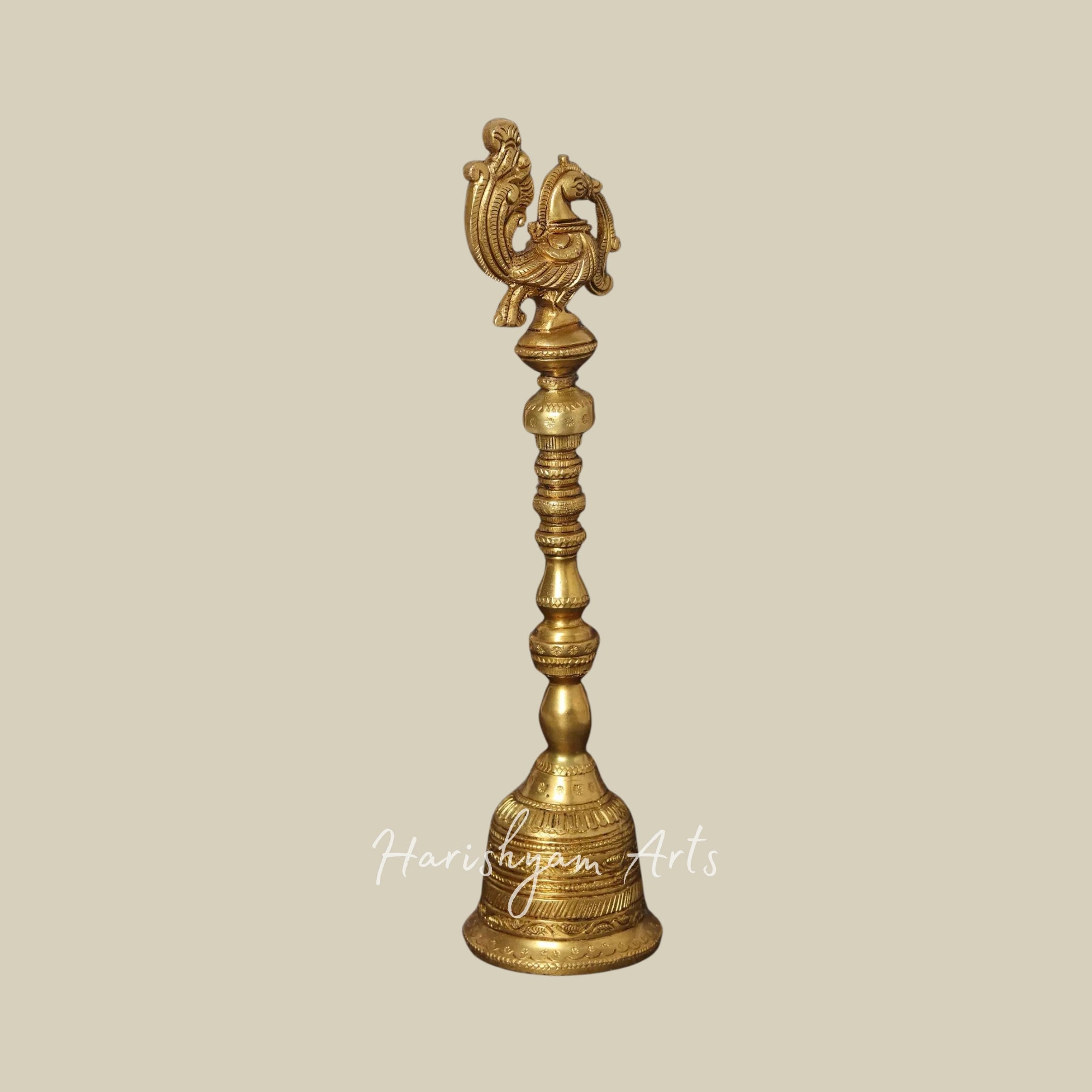 10" Brass Peacock Puja Bell | Ghanti5